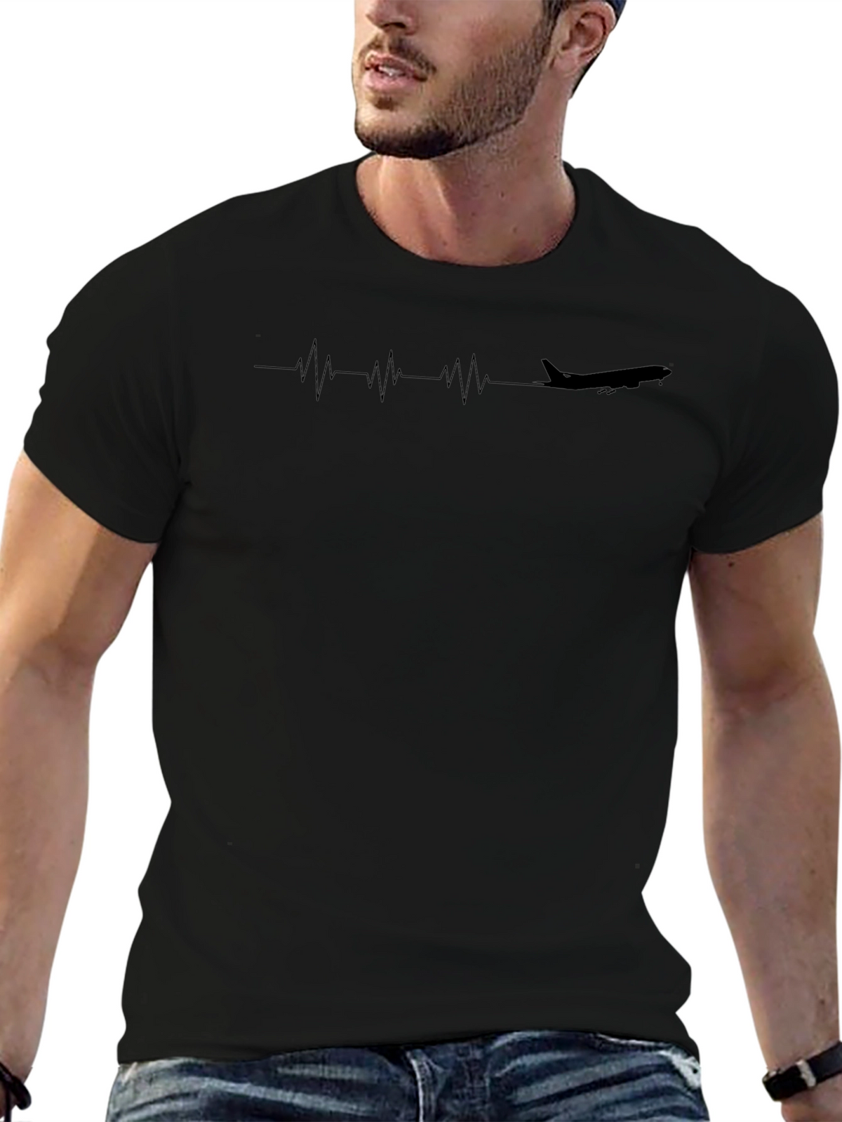 Airplane Heartbeat T-Shirt - Aviation Enthusiast Tee