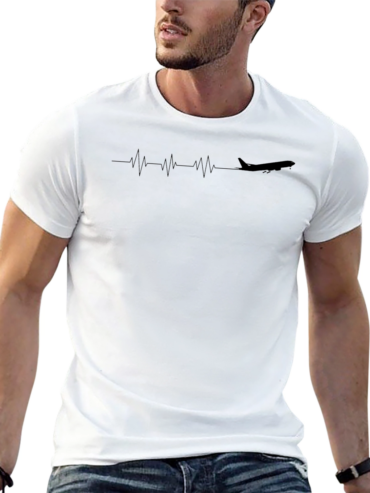 Airplane Heartbeat T-Shirt - Aviation Enthusiast Tee