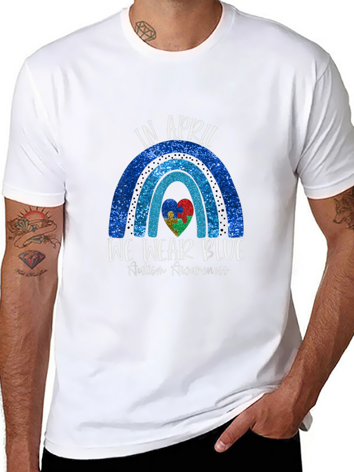 Autism Awareness Blue Rainbow T-Shirt