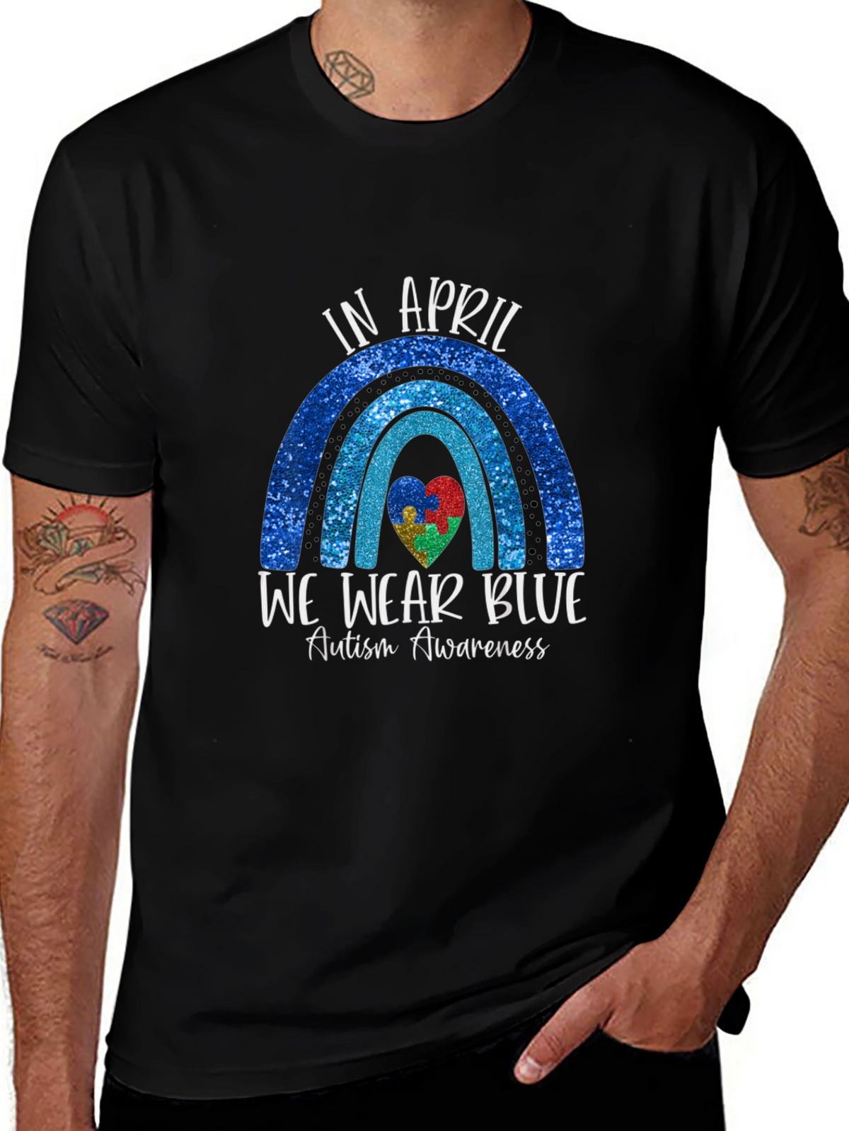 Autism Awareness Blue Rainbow T-Shirt