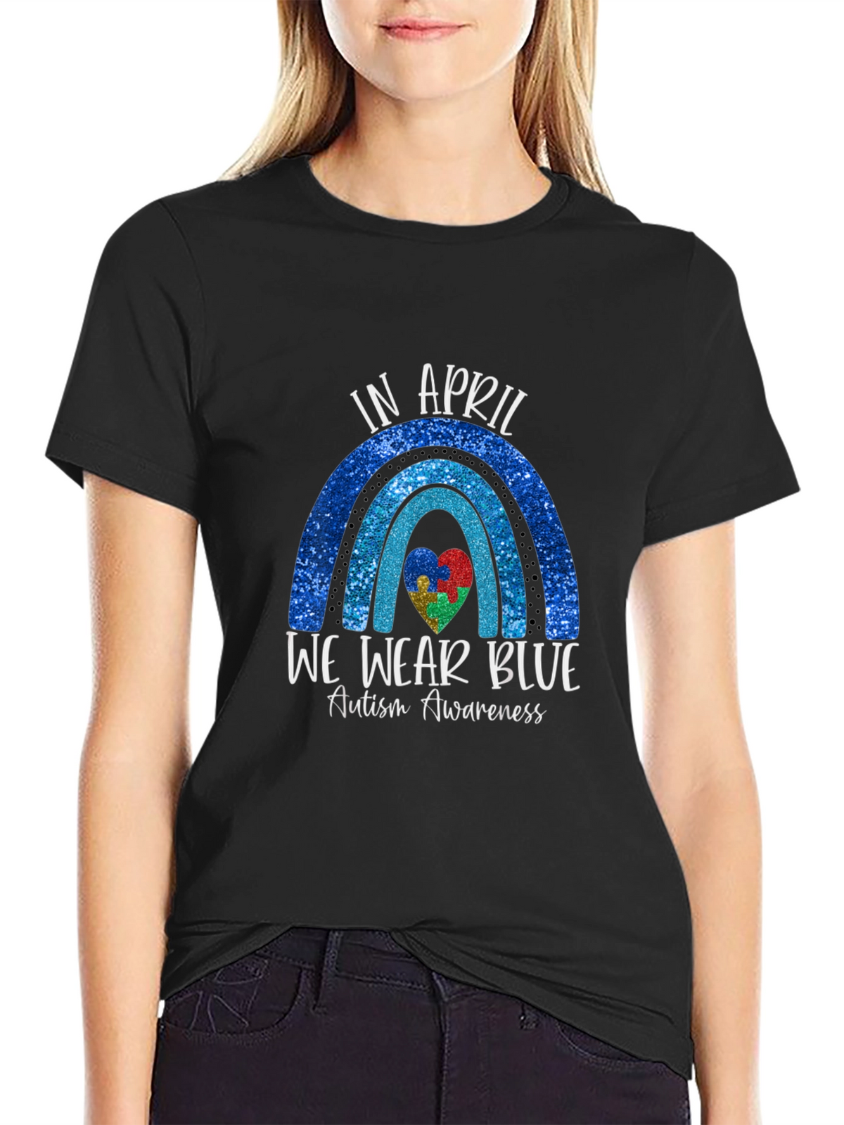 Autism Awareness Blue Rainbow T-Shirt