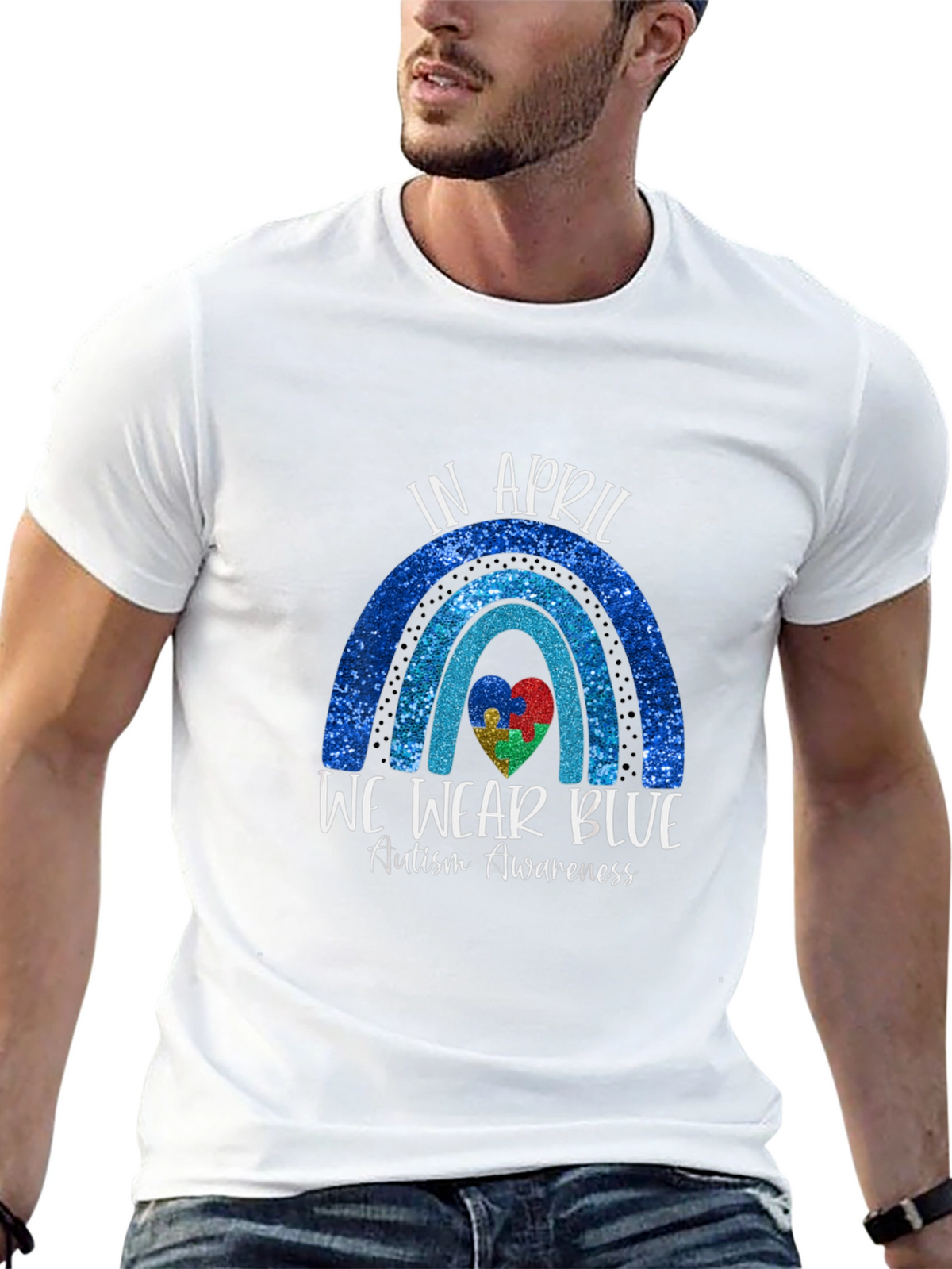 Autism Awareness Blue Rainbow T-Shirt