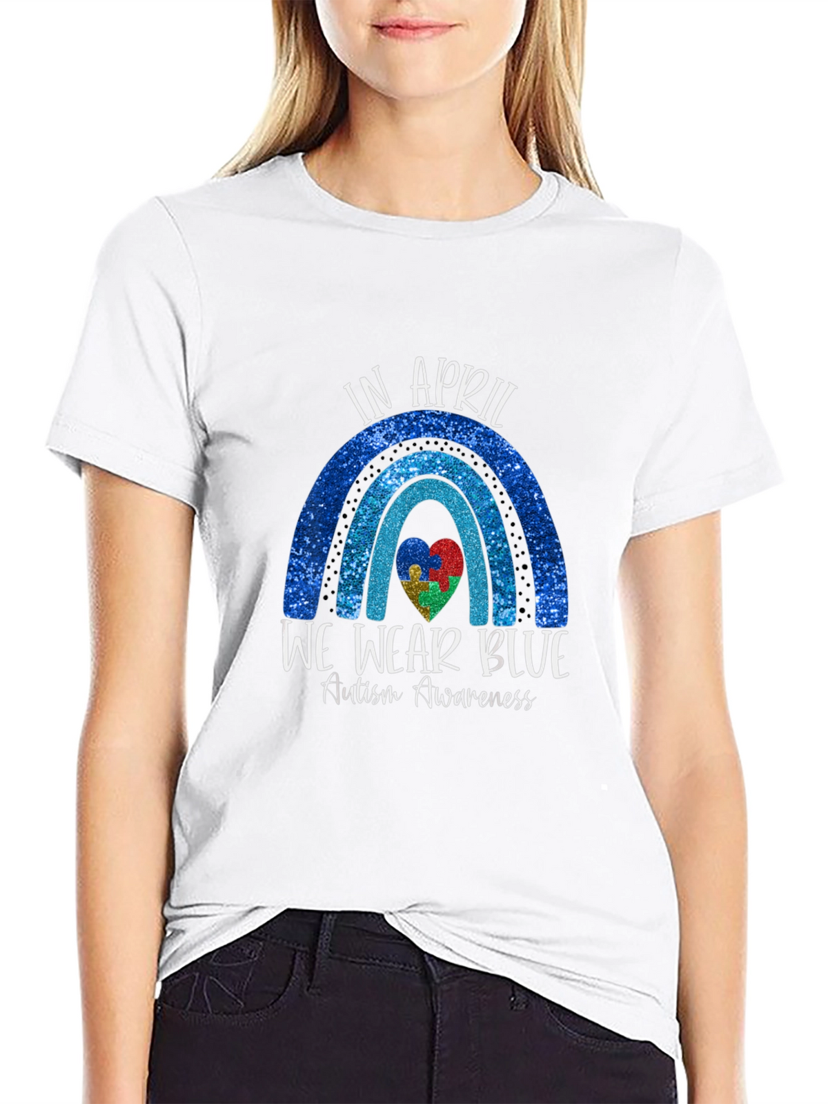 Autism Awareness Blue Rainbow T-Shirt