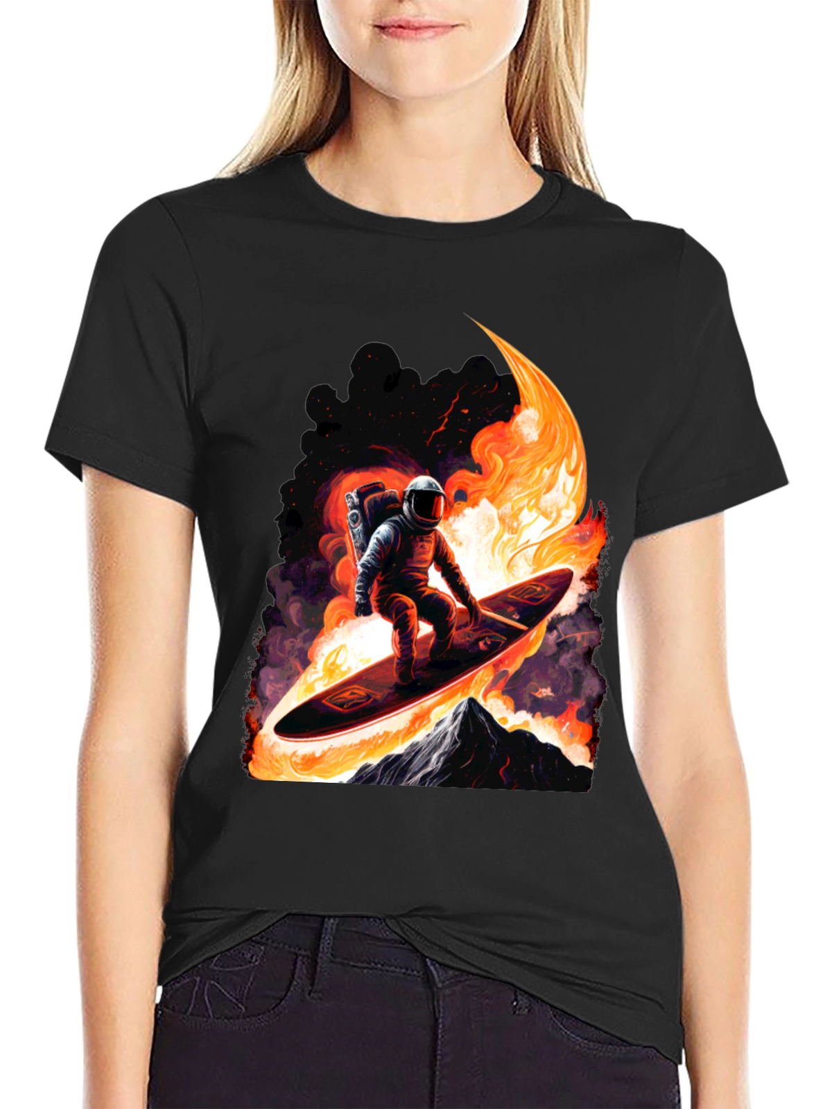 Astronaut Surfer Graphic Tee - Black