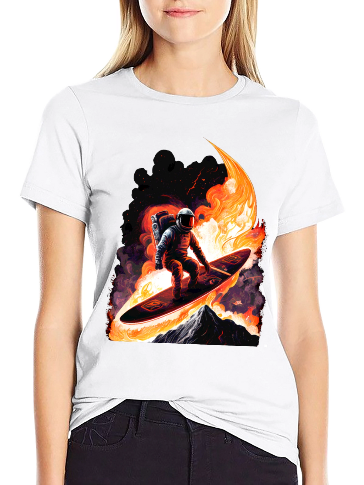 Astronaut Surfer Graphic Tee - Black