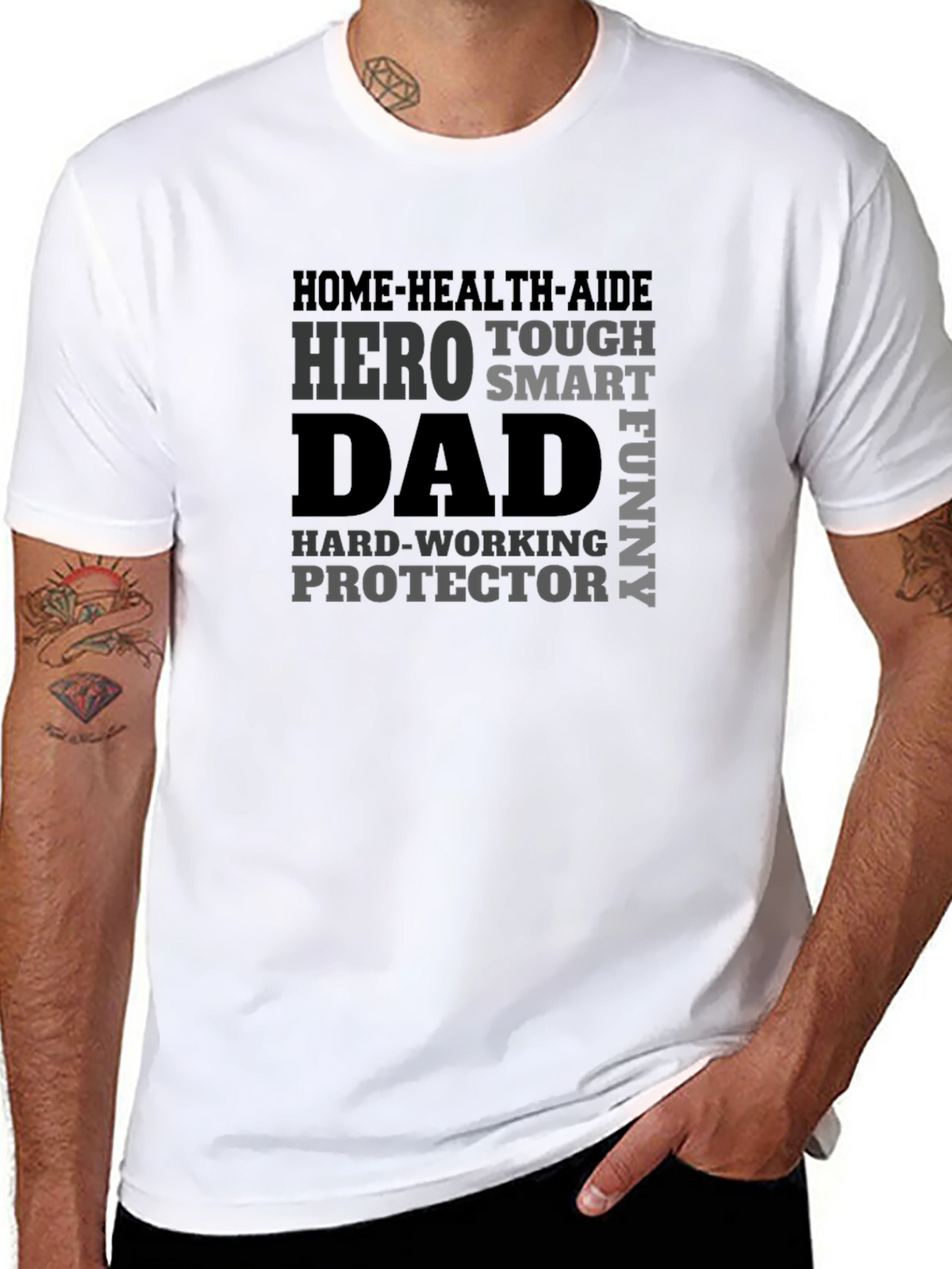 Dad Hero Graphic Tee - Black Cotton Blend T-Shirt