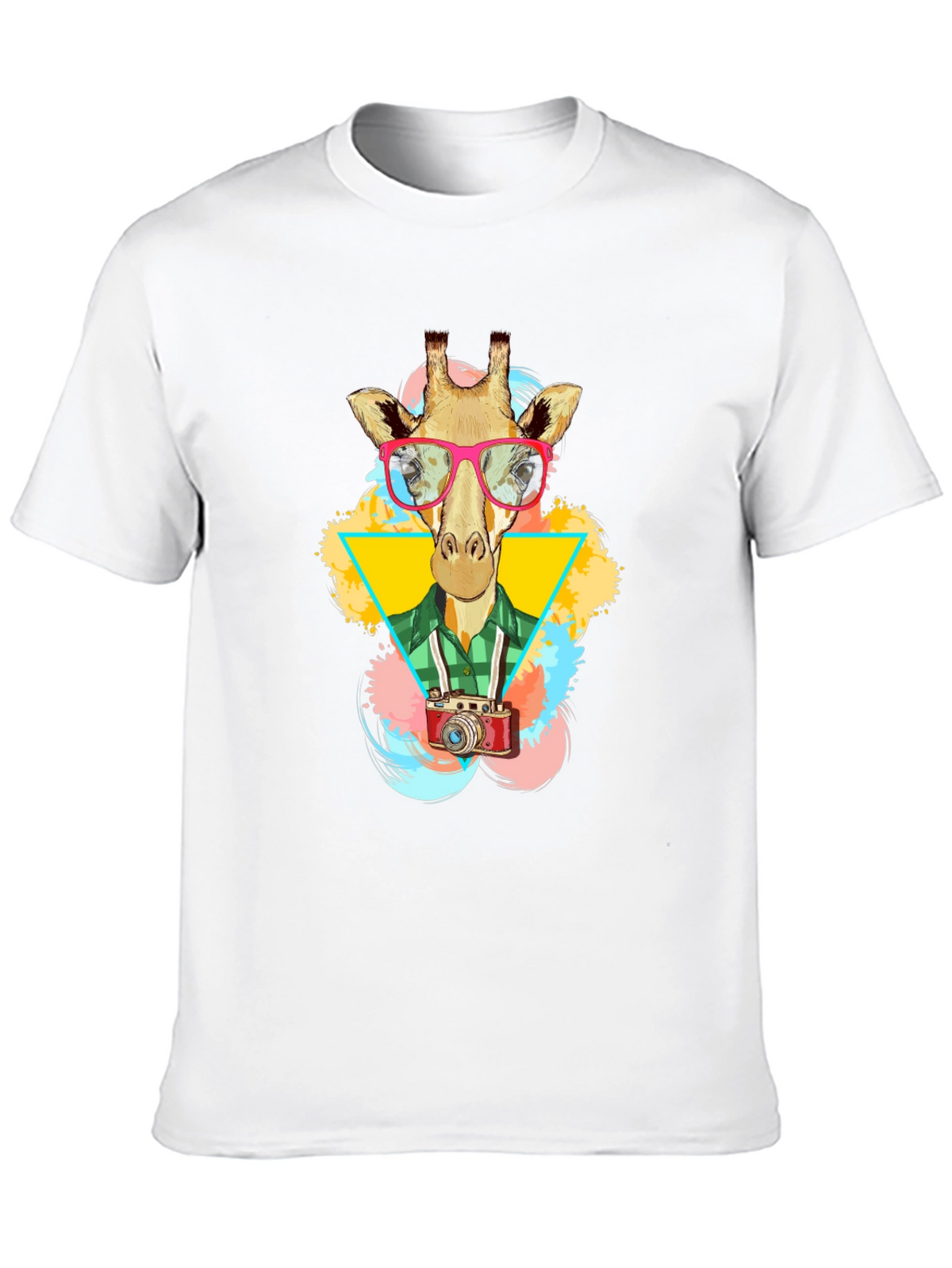 Giraffe Photographer Graphic T-Shirt - Mens Black Tee