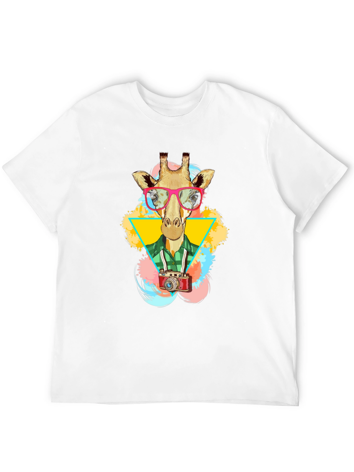 Giraffe Photographer Graphic T-Shirt - Mens Black Tee