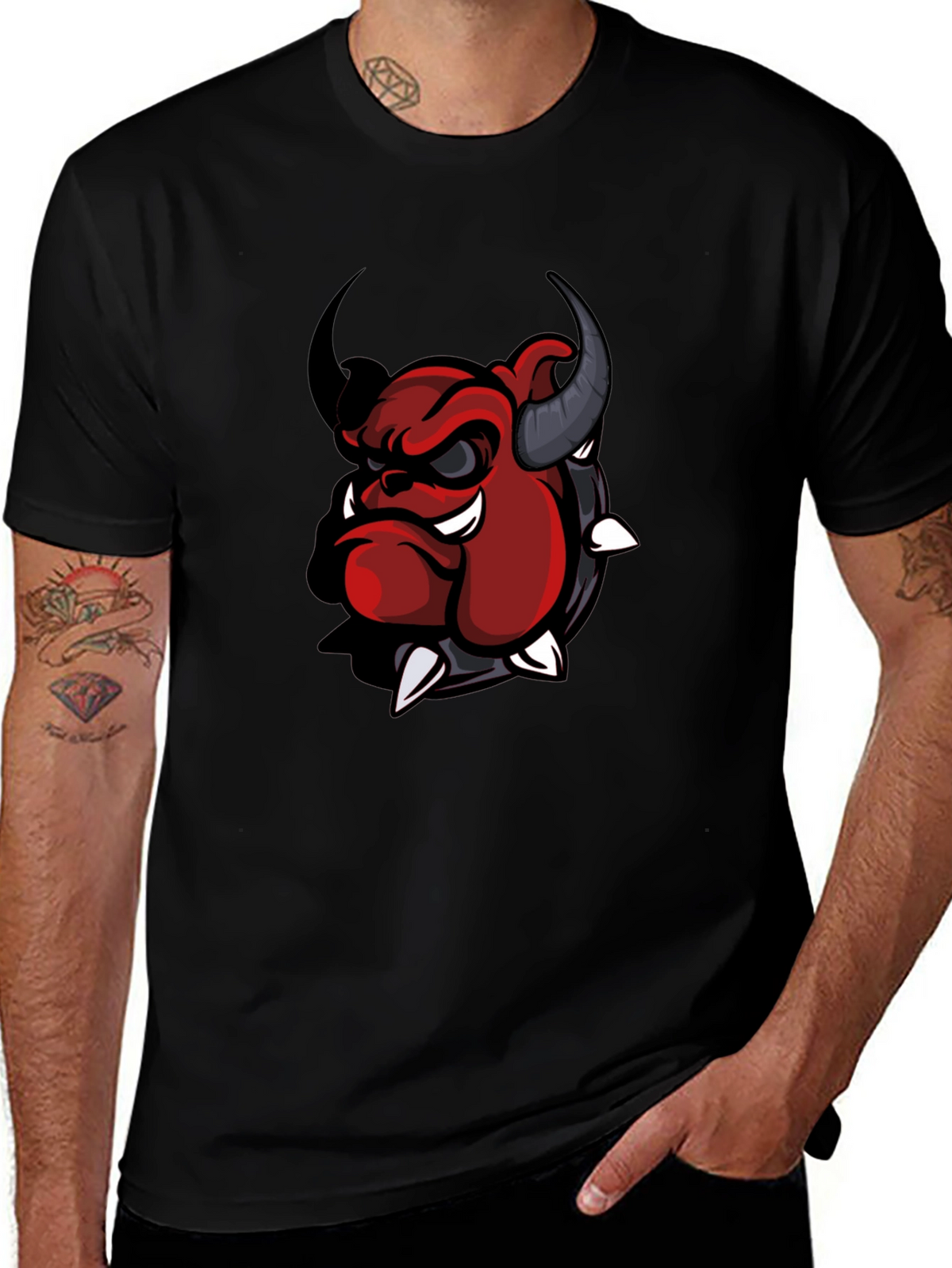 Cool Devil Bulldog Graphic T-Shirt