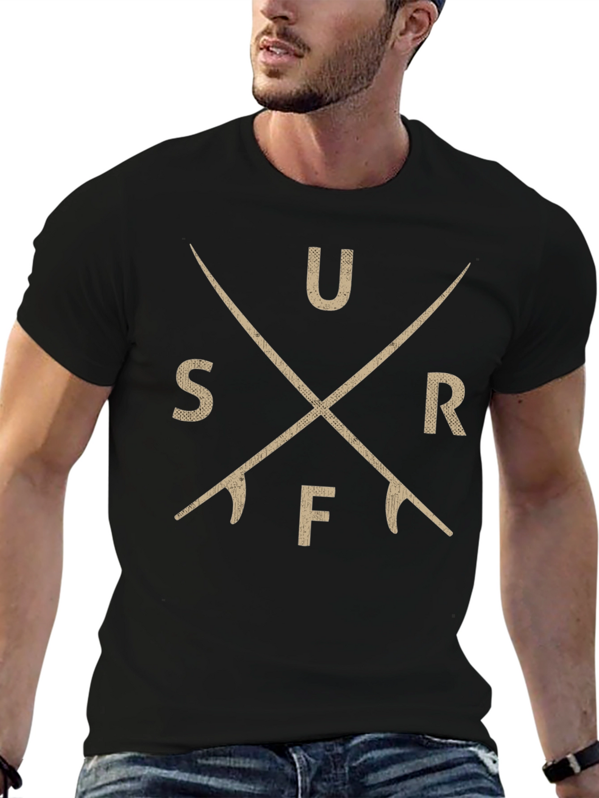 Surfboard Cross T-Shirt - Black
