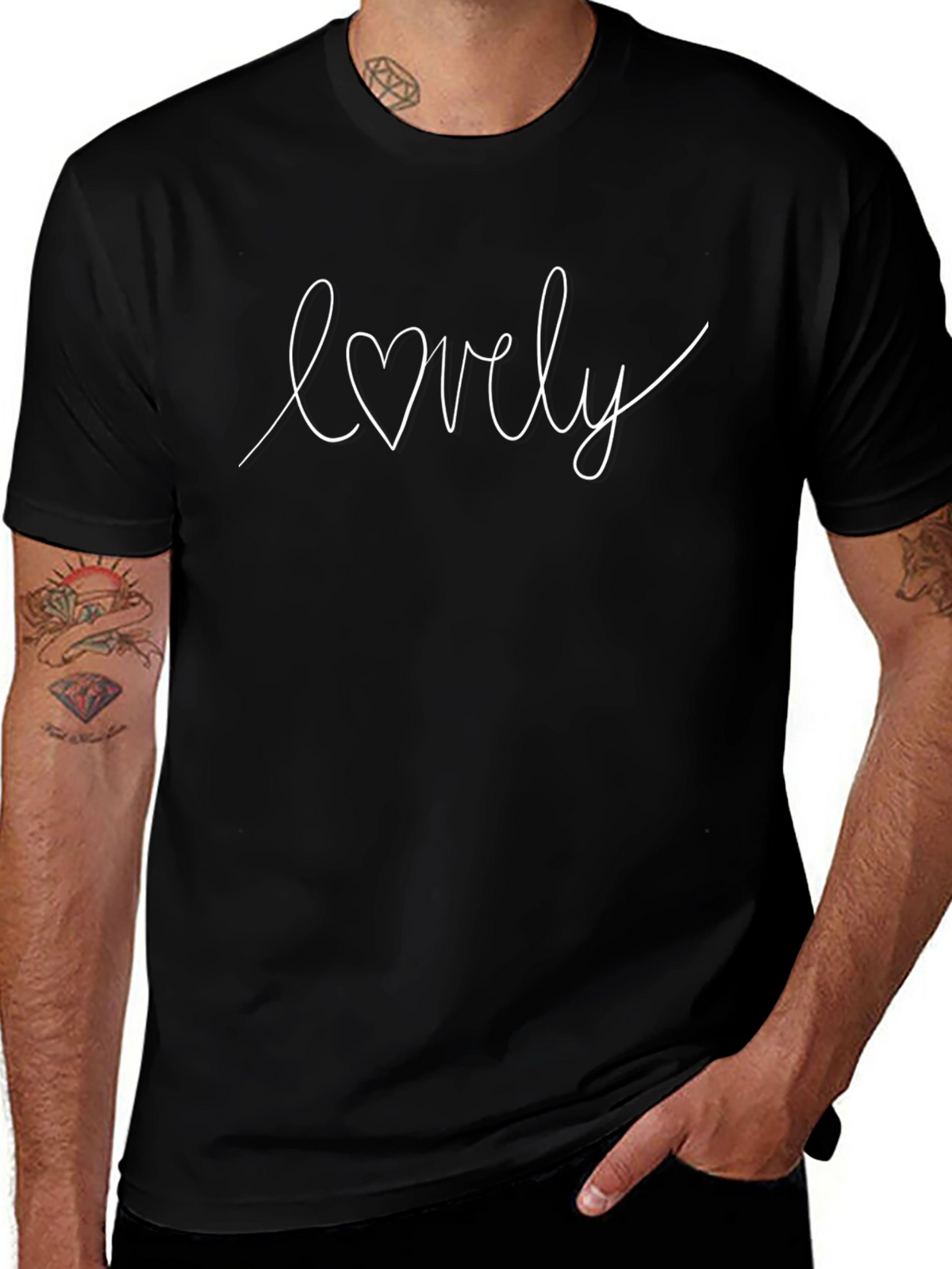 Lovely Heart Graphic Tee - Mens Black T-Shirt