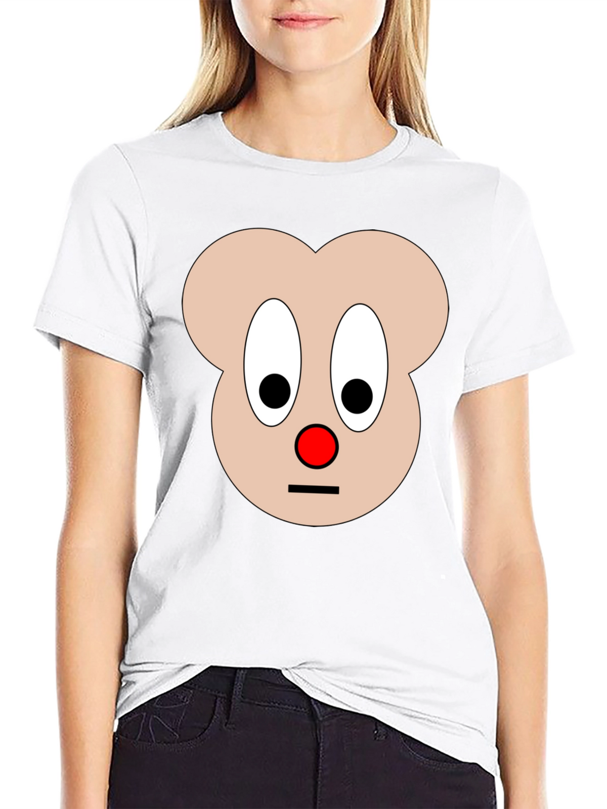 Funny Cartoon Face Graphic T-Shirt - Black