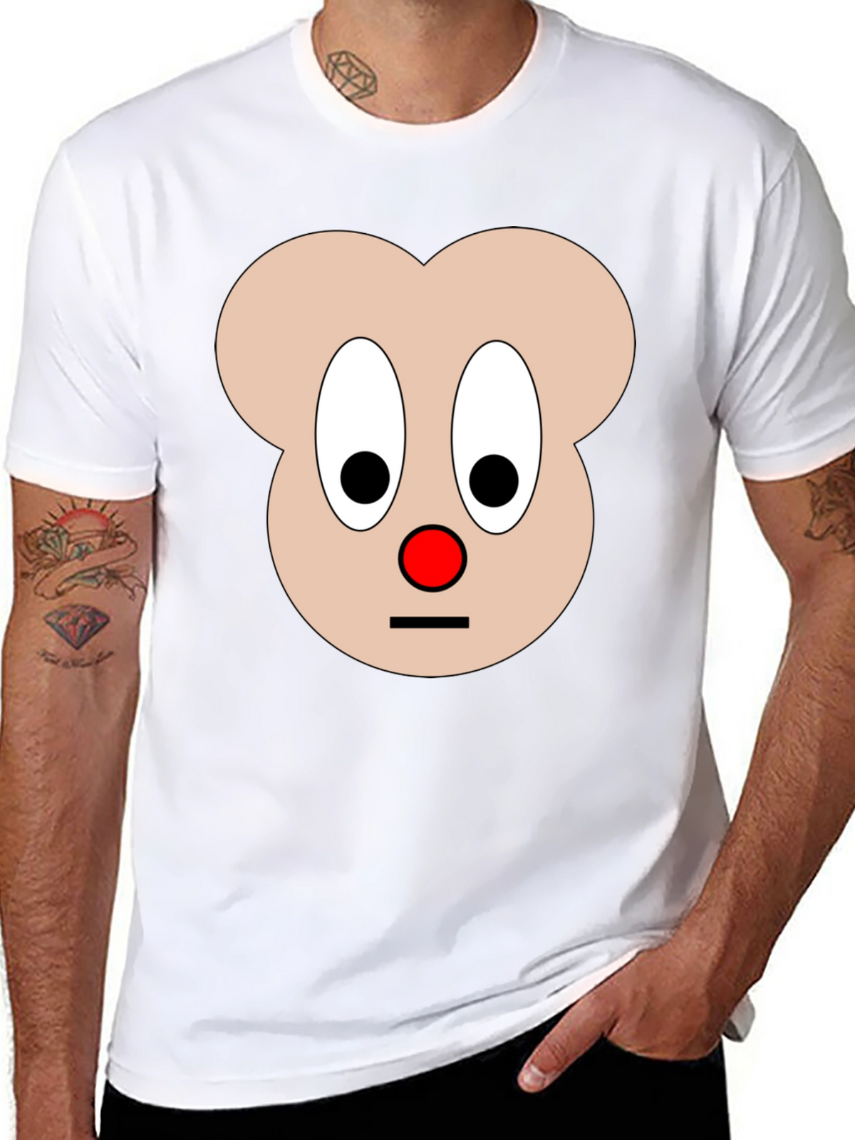 Funny Cartoon Face Graphic T-Shirt - Black