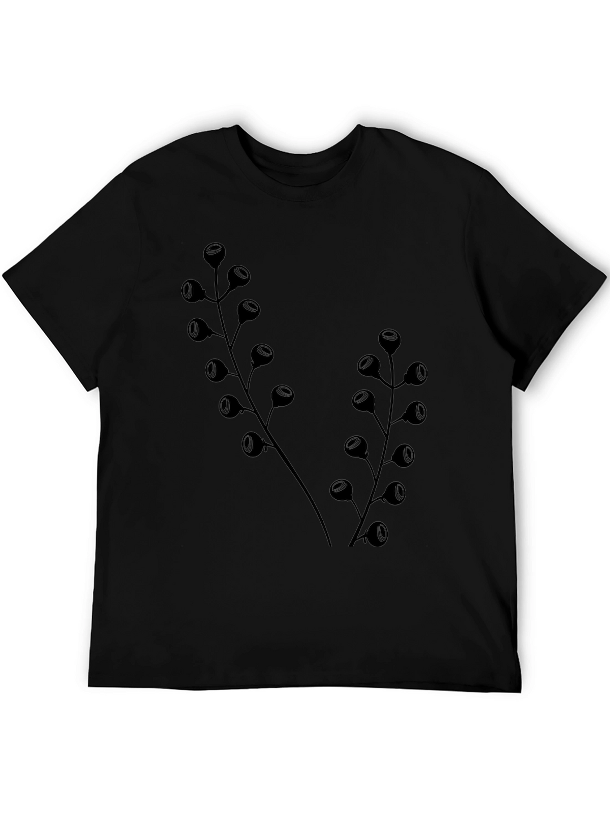 Botanical Black T-Shirt - Modern Plant Design