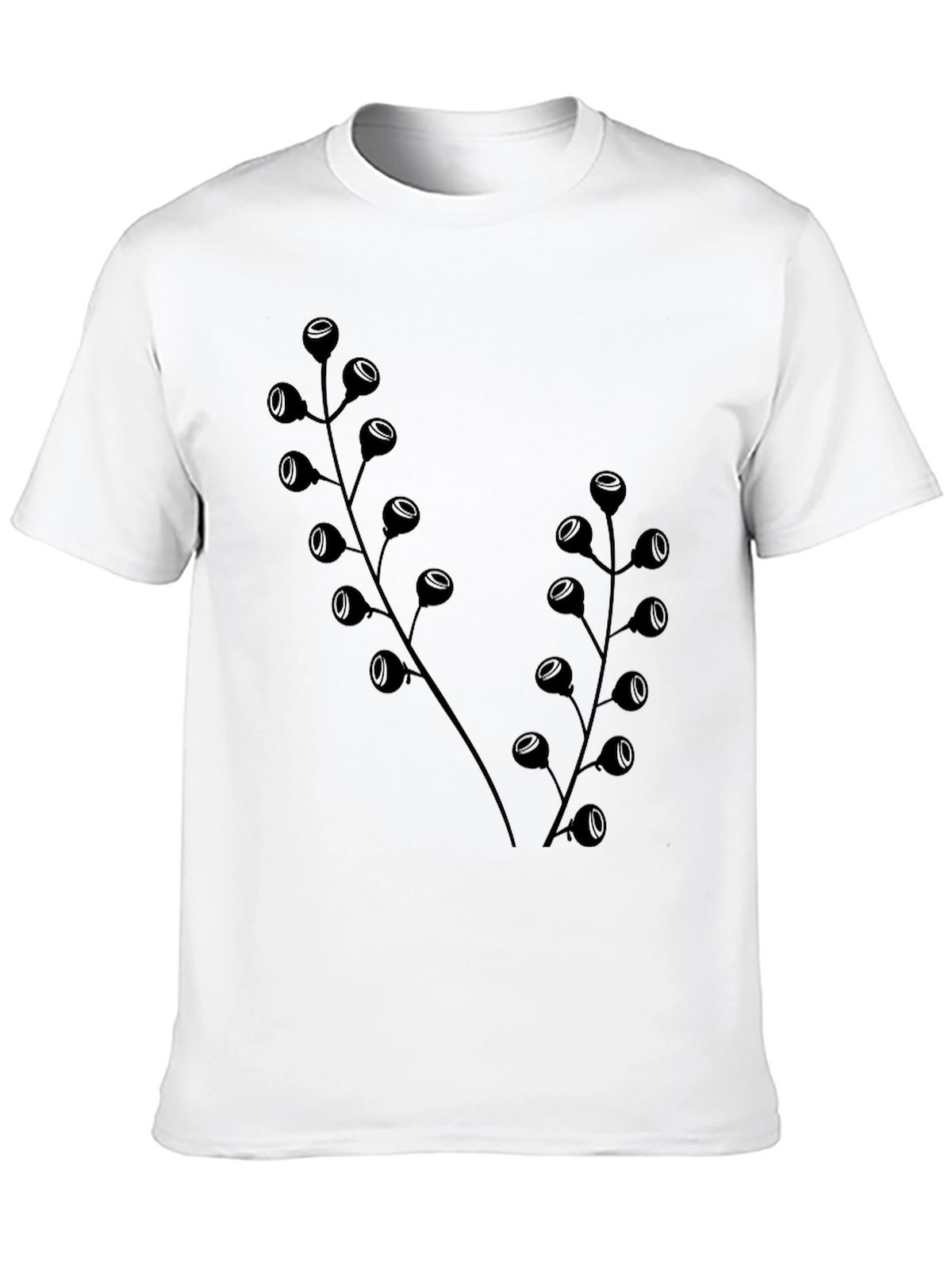 Botanical Black T-Shirt - Modern Plant Design