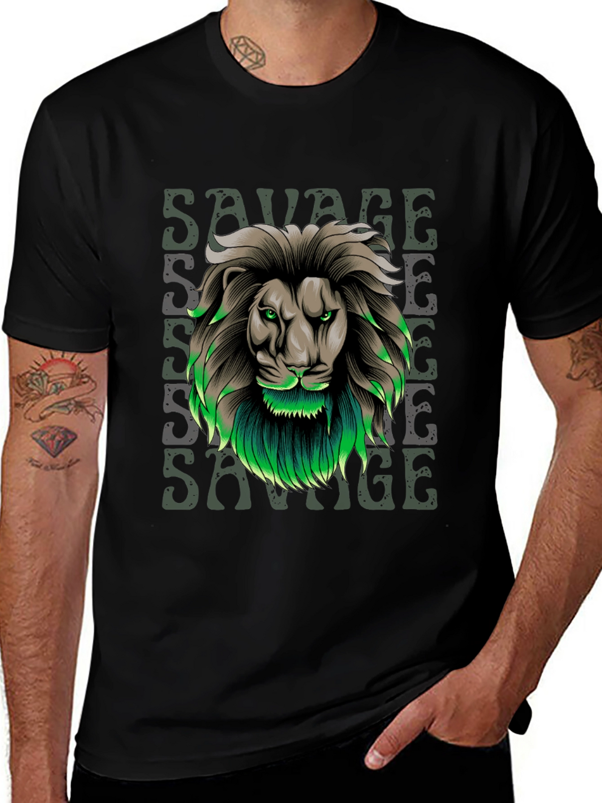Savage Lion Graphic Tee - Stylish Mens T-Shirt