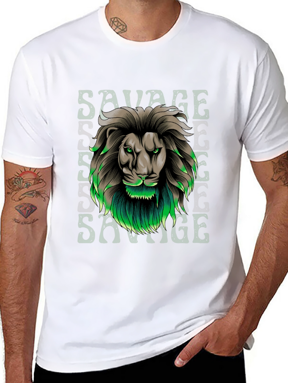 Savage Lion Graphic Tee - Stylish Mens T-Shirt