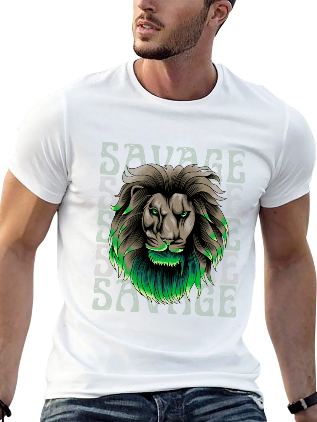 Savage Lion Graphic Tee - Stylish Mens T-Shirt