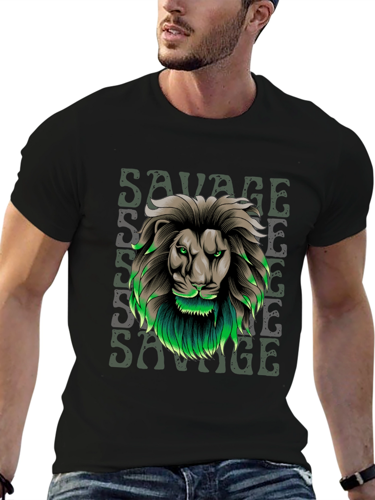Savage Lion Graphic Tee - Stylish Mens T-Shirt