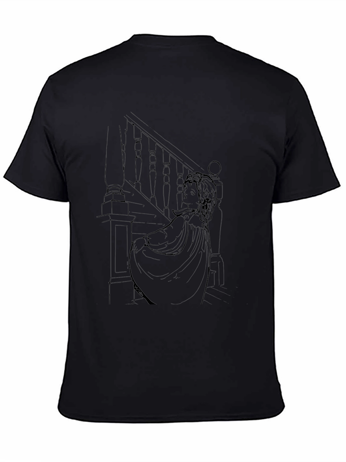 Ethereal Staircase Graphic Tee - Stylish Black T-Shirt