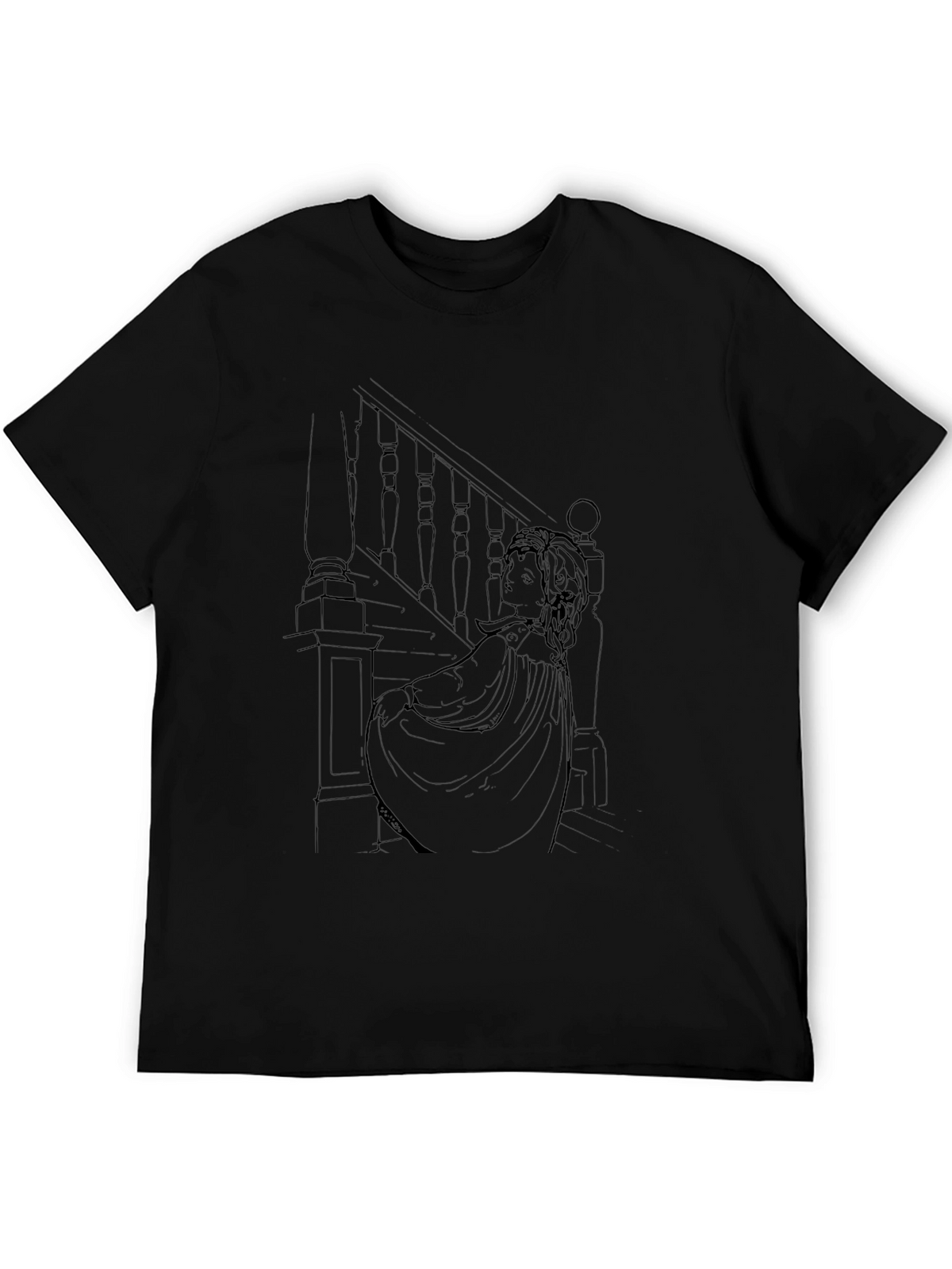 Ethereal Staircase Graphic Tee - Stylish Black T-Shirt