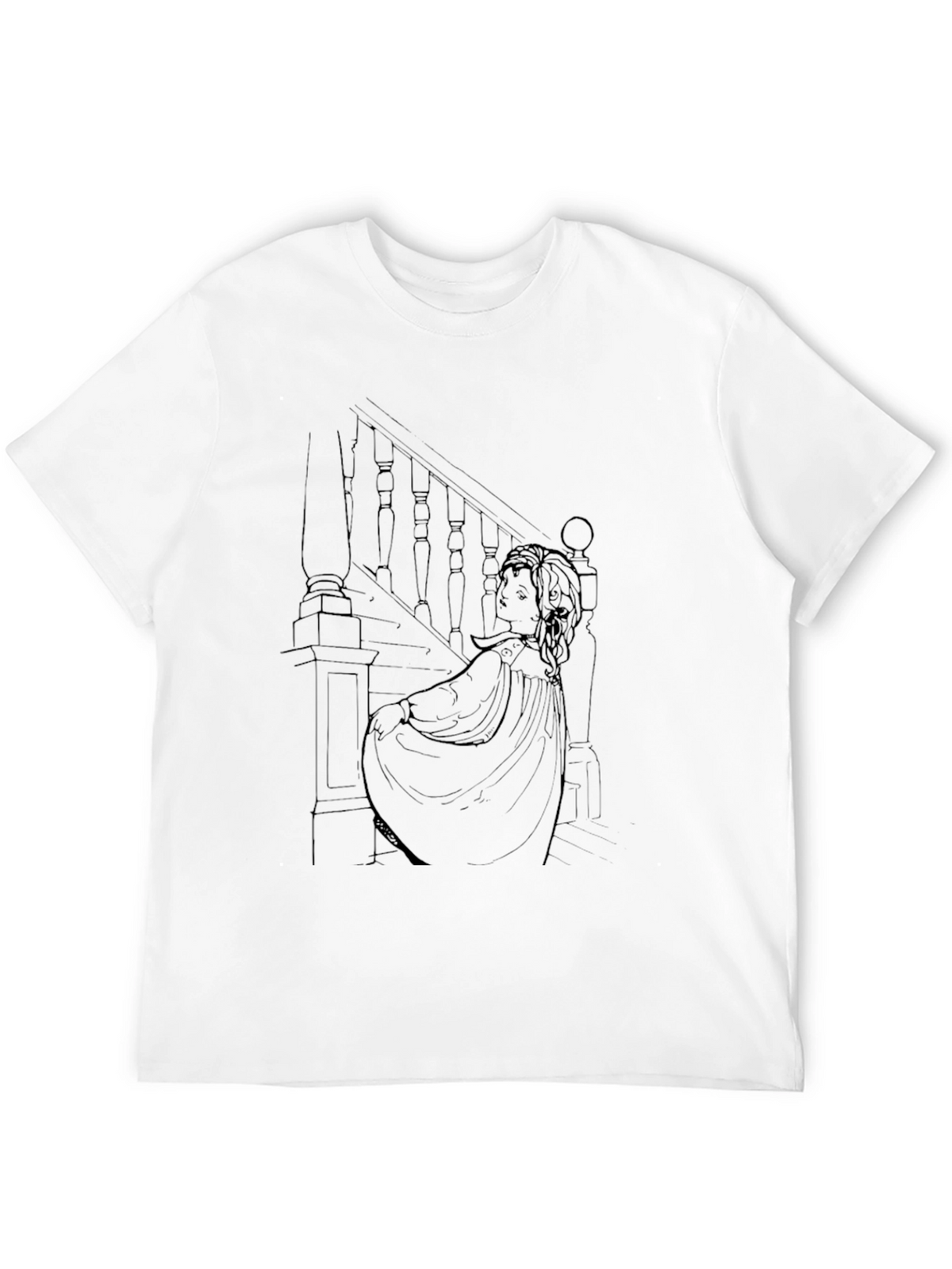 Ethereal Staircase Graphic Tee - Stylish Black T-Shirt