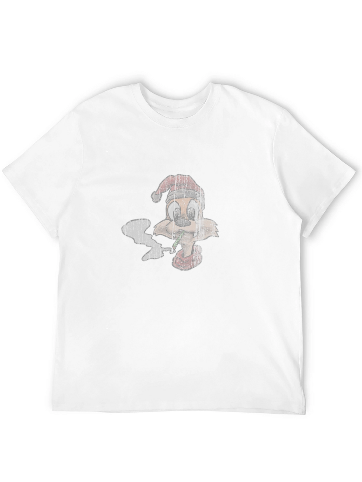 Cartoon Smoking Squirrel Santa Hat T-Shirt