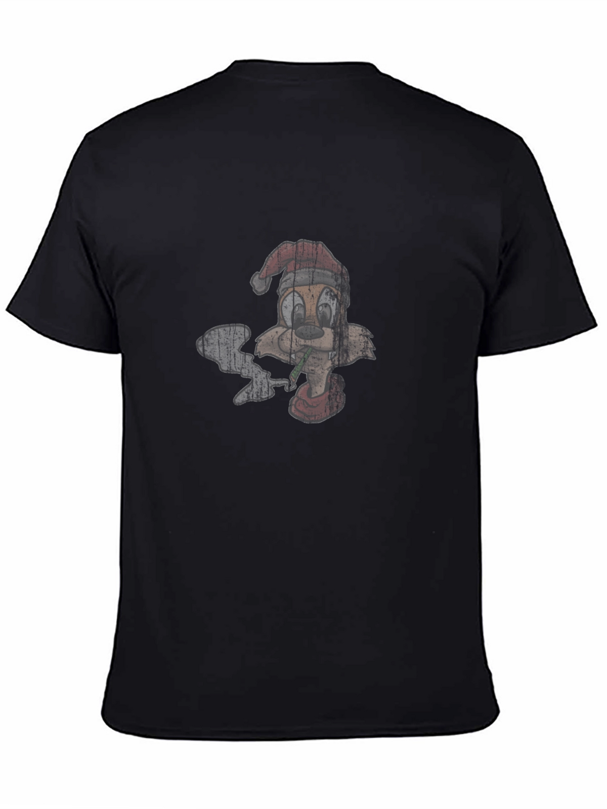 Cartoon Smoking Squirrel Santa Hat T-Shirt