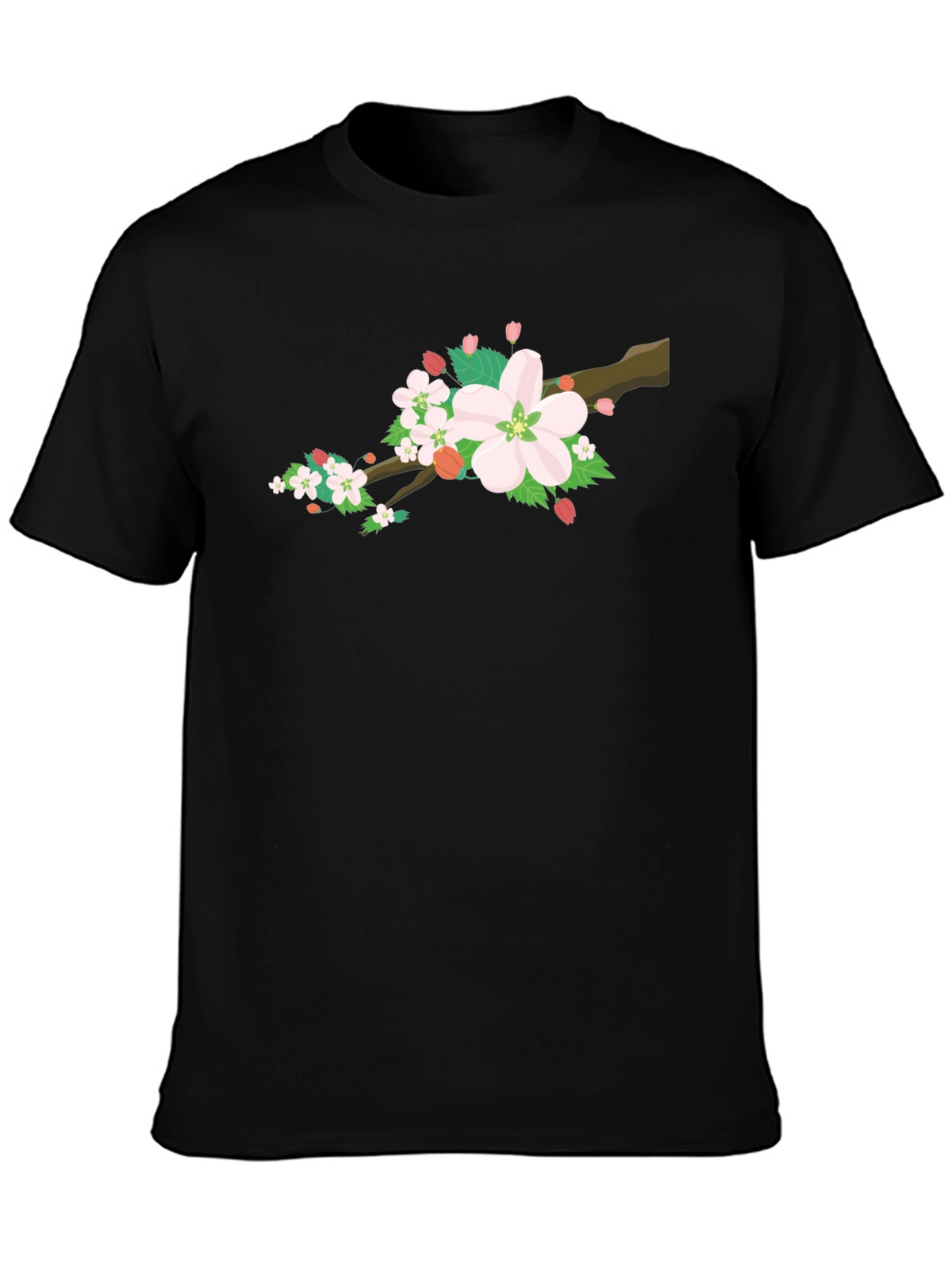 Cherry Blossom Graphic Tee - Black Cotton Blend