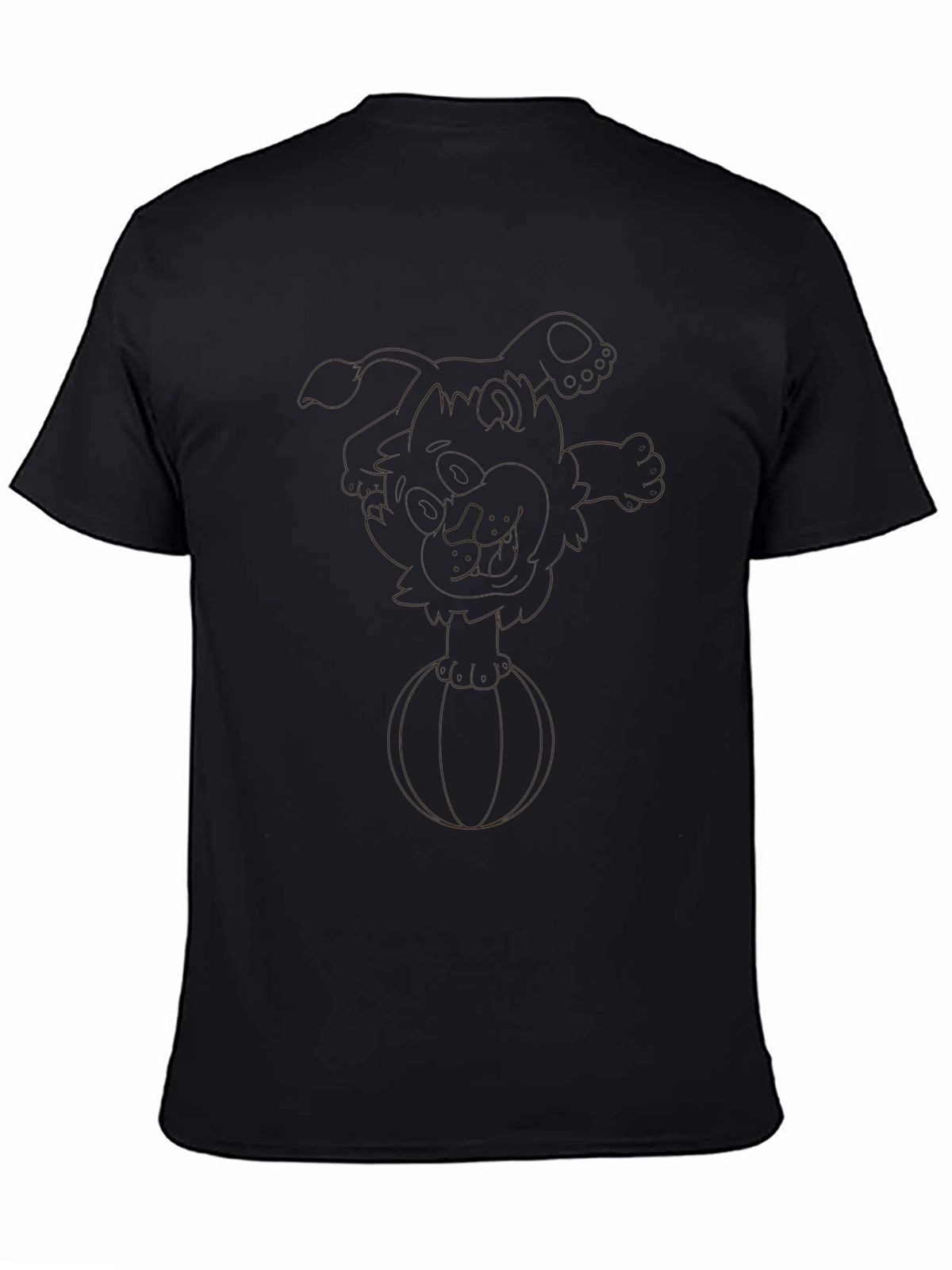 Black T-Shirt with Cartoon Dog on Ball Design