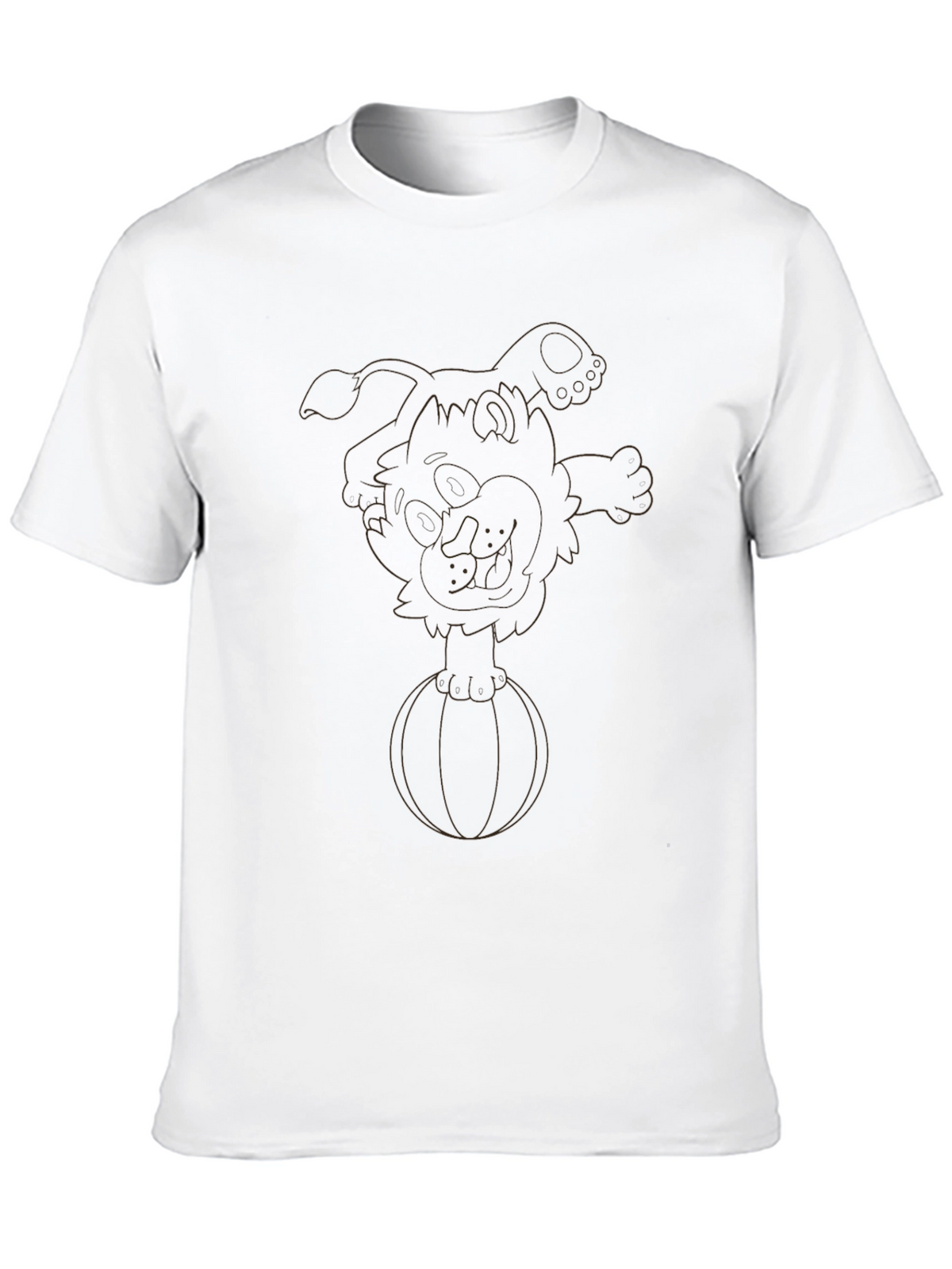 Black T-Shirt with Cartoon Dog on Ball Design
