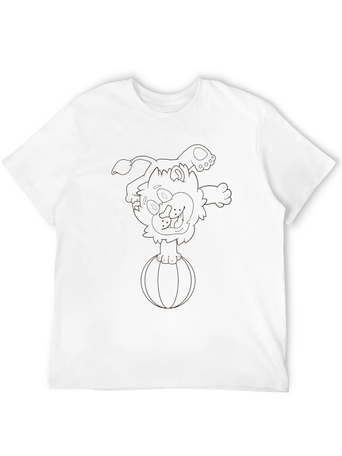 Black T-Shirt with Cartoon Dog on Ball Design
