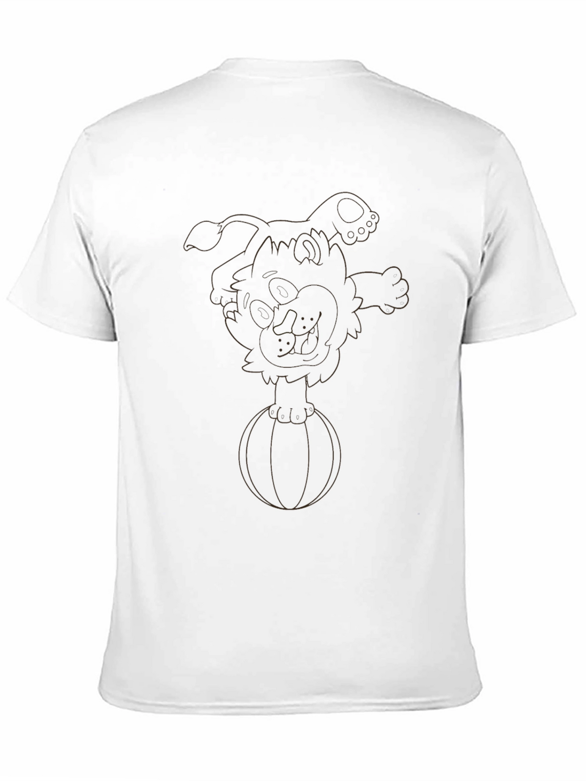 Black T-Shirt with Cartoon Dog on Ball Design