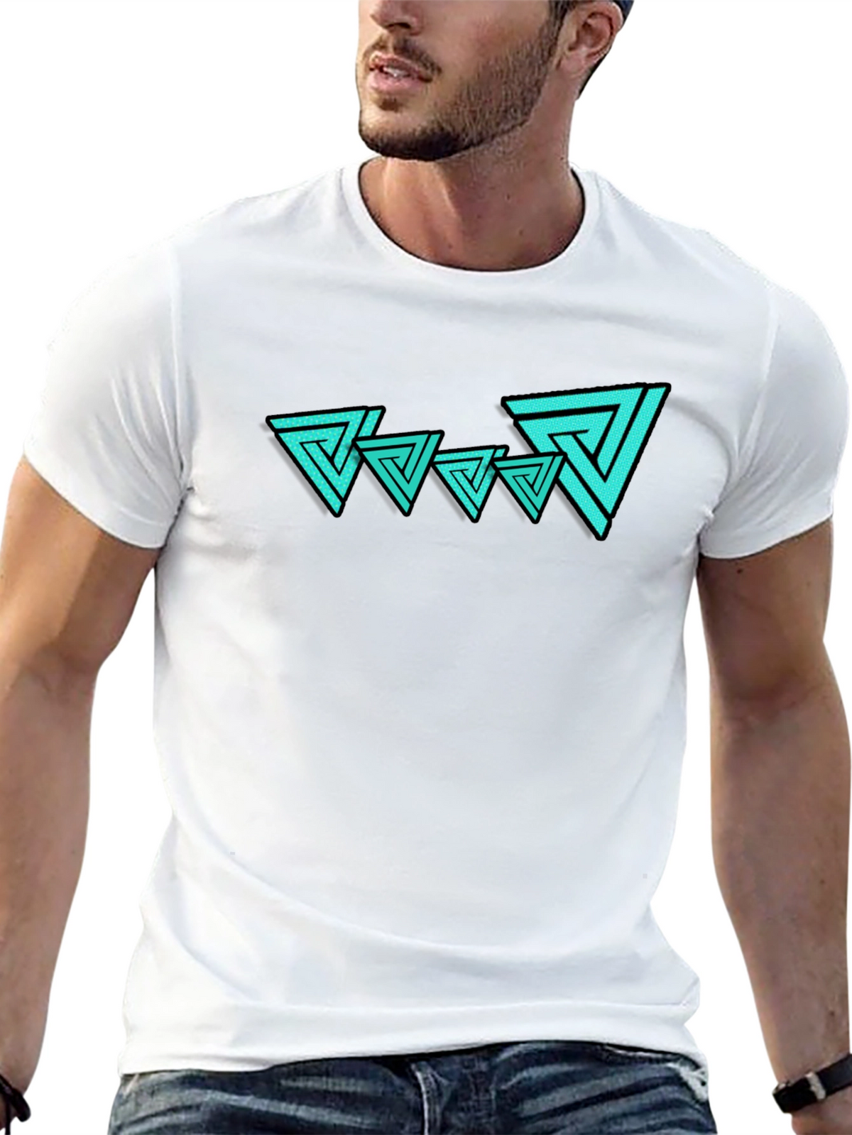 Abstract Triangle Graphic Tee - Mens Black T-Shirt