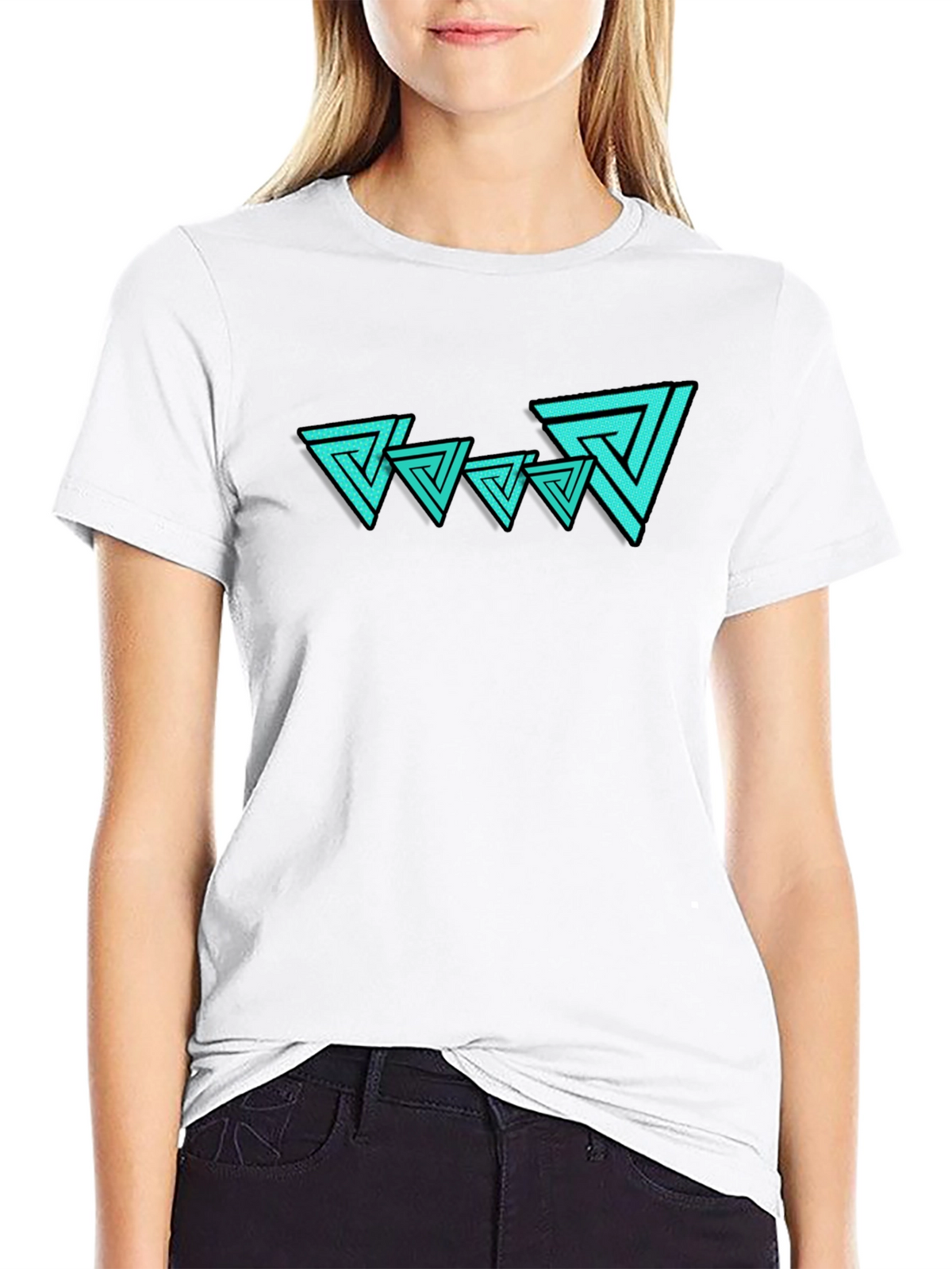 Abstract Triangle Graphic Tee - Mens Black T-Shirt