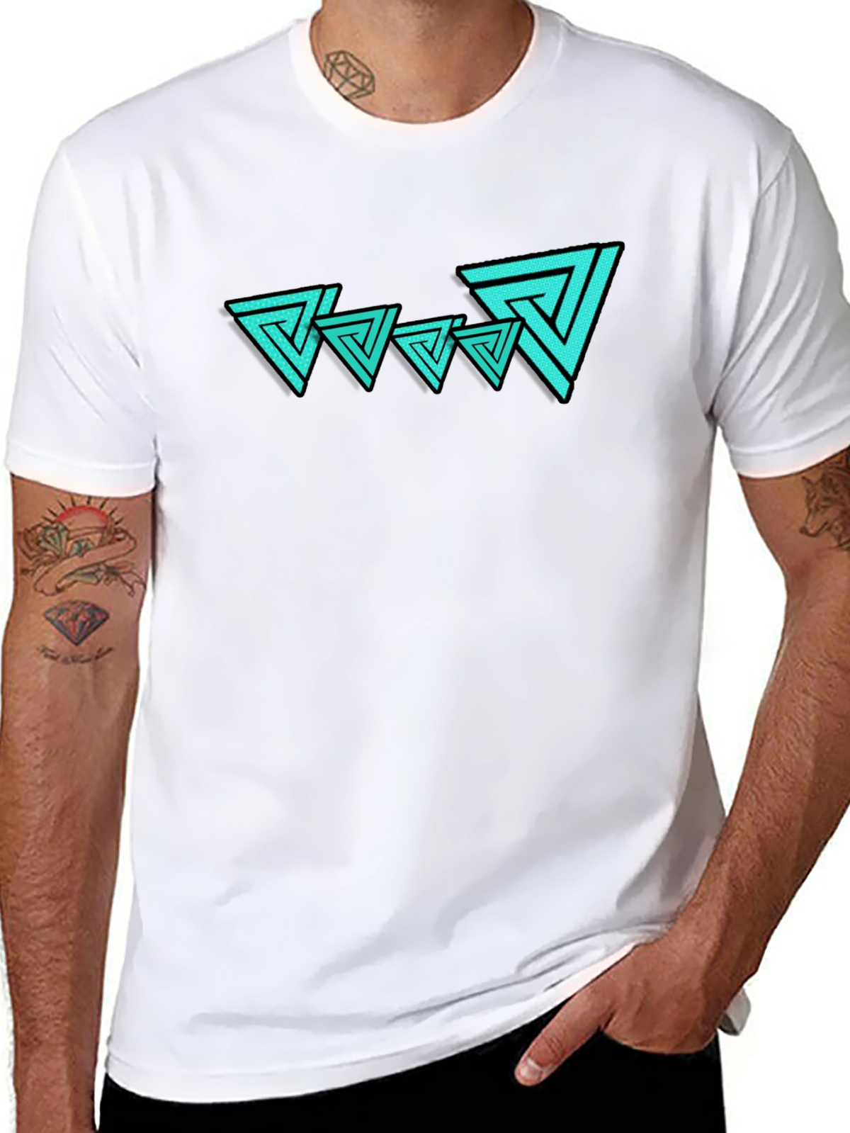 Abstract Triangle Graphic Tee - Mens Black T-Shirt