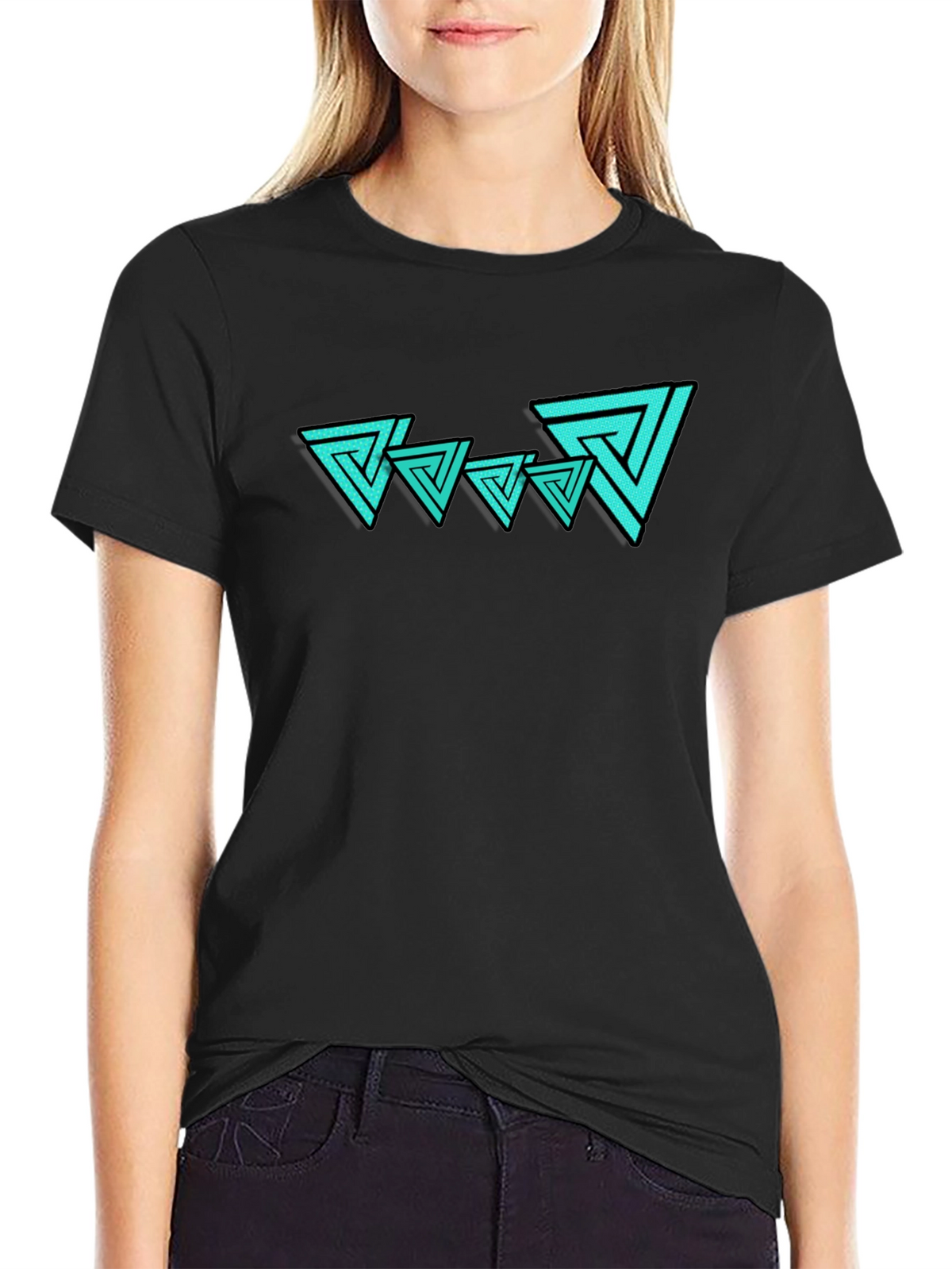 Abstract Triangle Graphic Tee - Mens Black T-Shirt