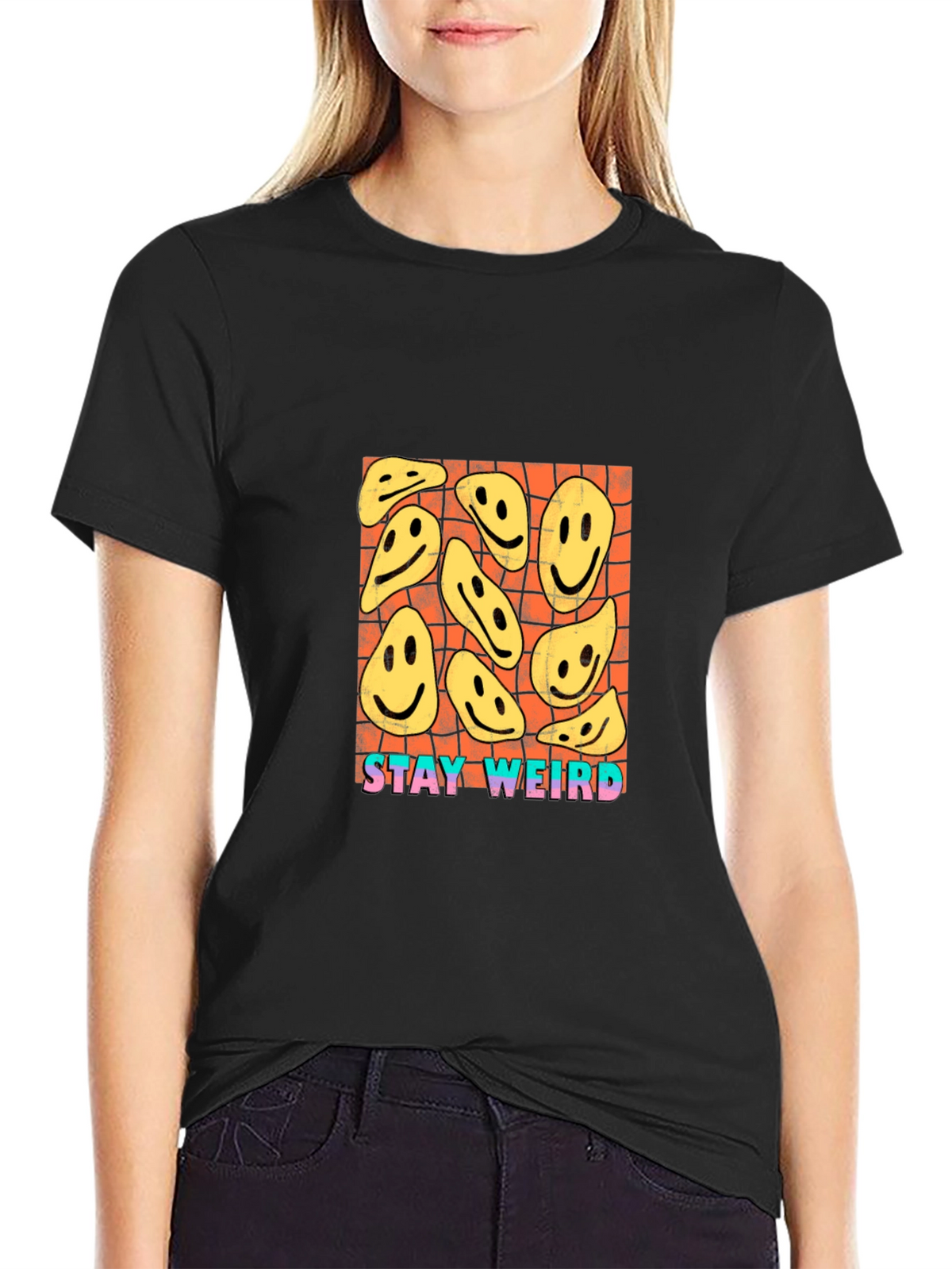 Stay Weird Graphic Tee - Black Cotton T-Shirt