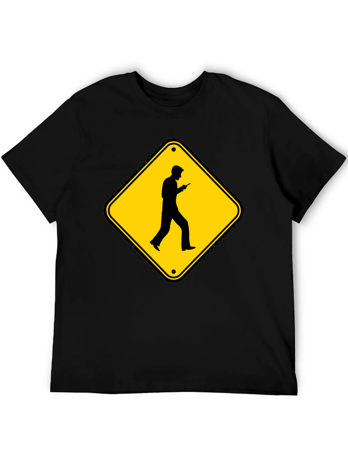 Caution Cellphone Walker Black T-Shirt