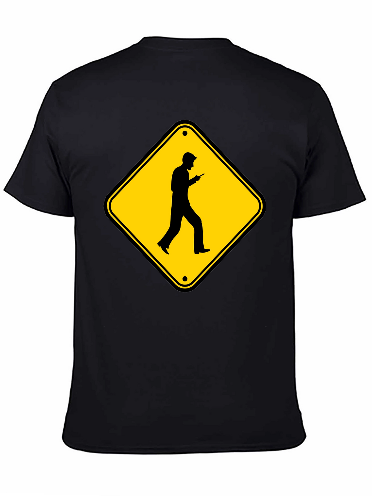 Caution Cellphone Walker Black T-Shirt