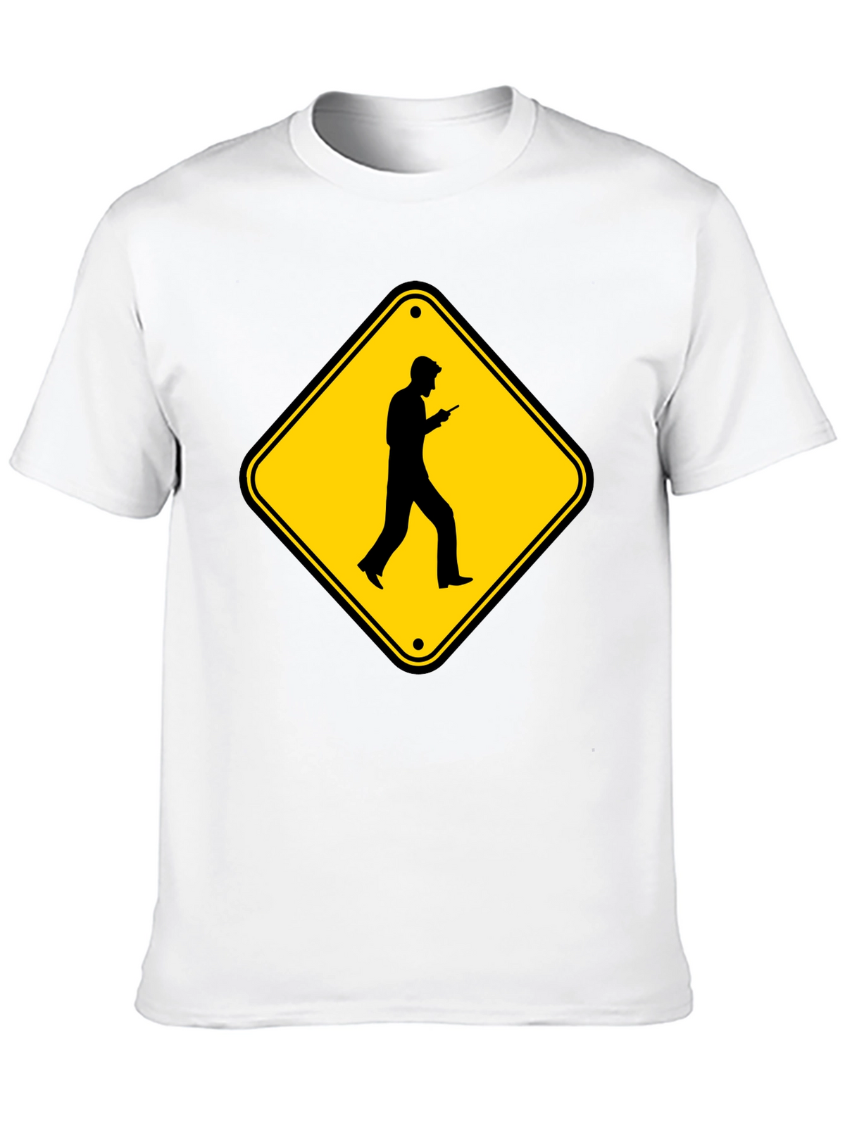 Caution Cellphone Walker Black T-Shirt