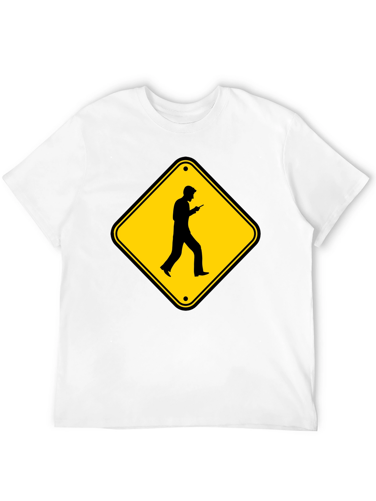 Caution Cellphone Walker Black T-Shirt