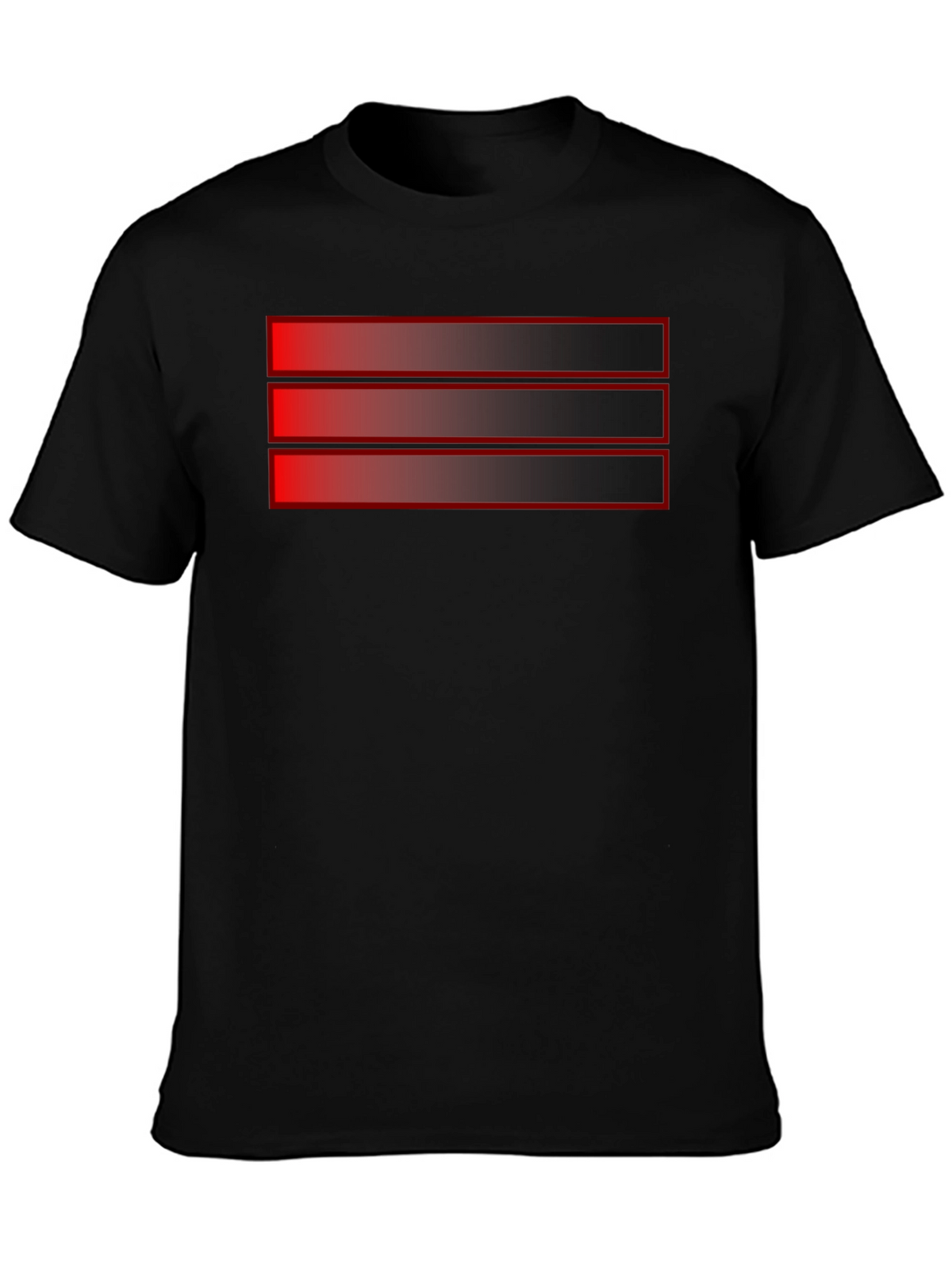 Black T-Shirt with Red Stripe Design
