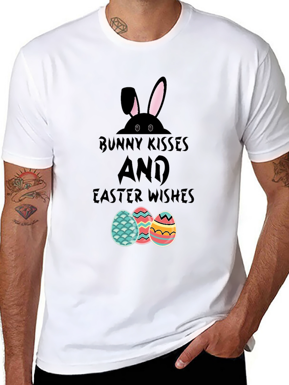 Bunny Kisses Easter Wishes Graphic T-Shirt