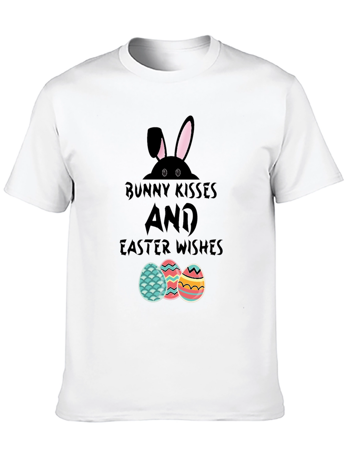 Bunny Kisses Easter Wishes Graphic T-Shirt