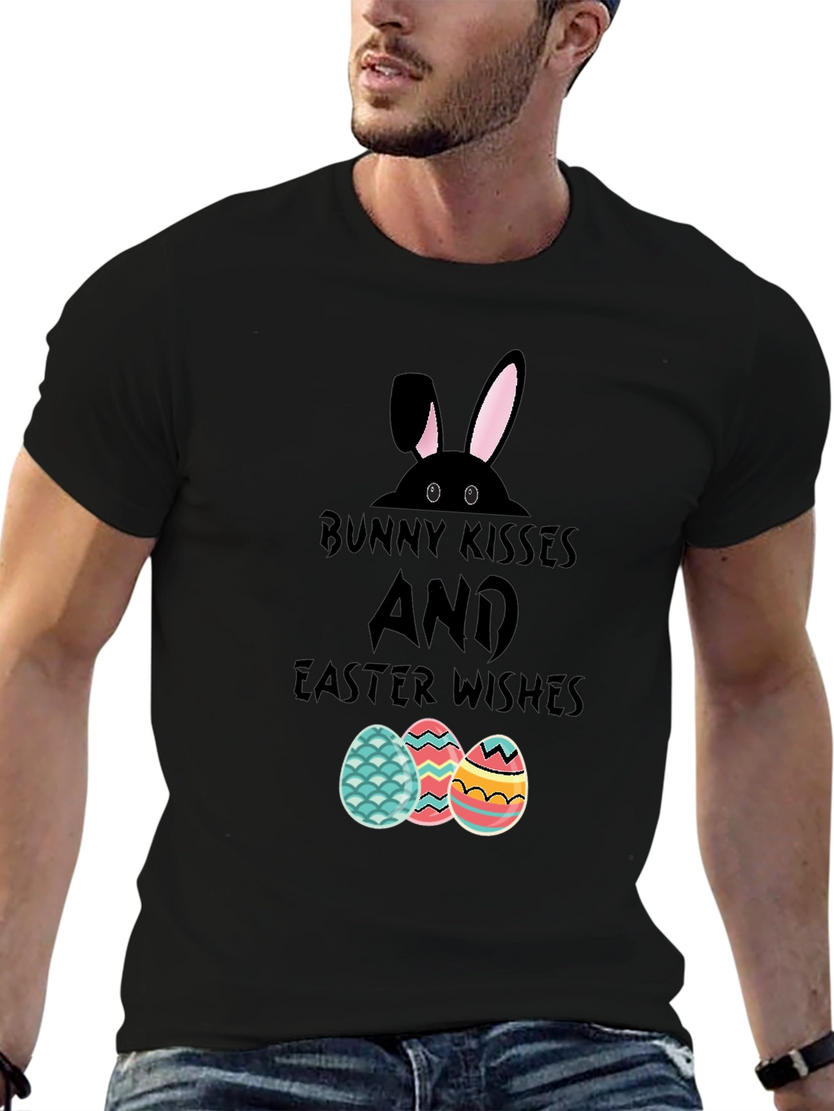 Bunny Kisses Easter Wishes Graphic T-Shirt
