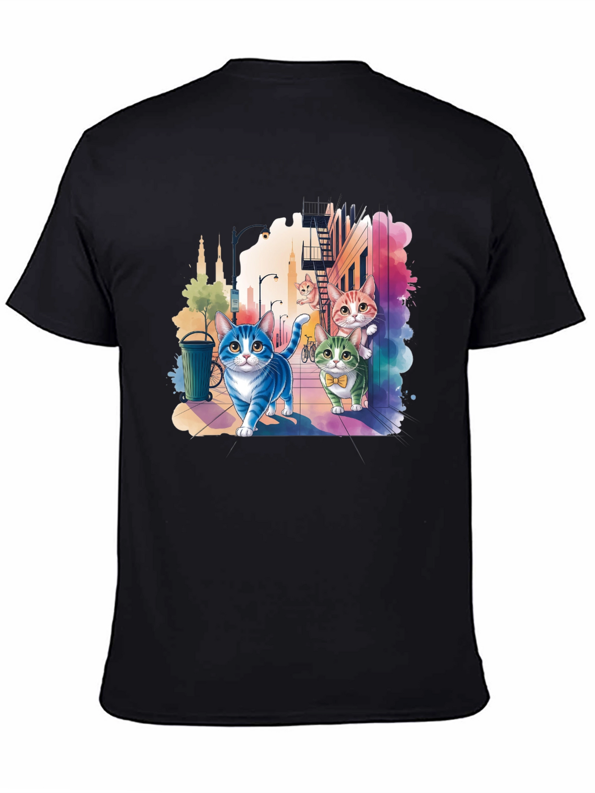 Whimsical Cats Cityscape Graphic Tee