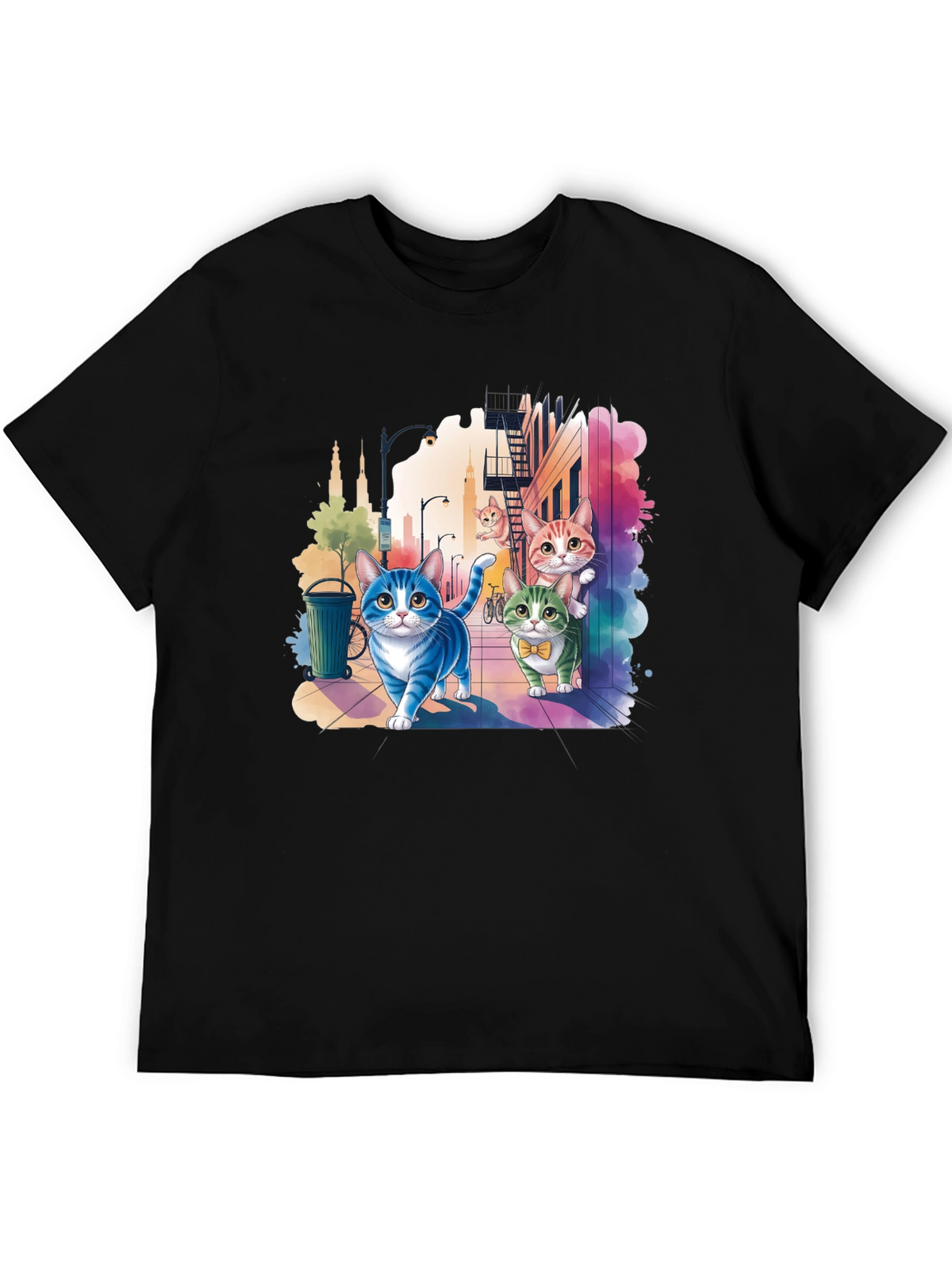 Whimsical Cats Cityscape Graphic Tee