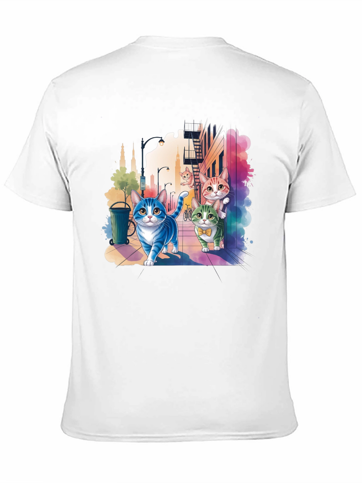 Whimsical Cats Cityscape Graphic Tee