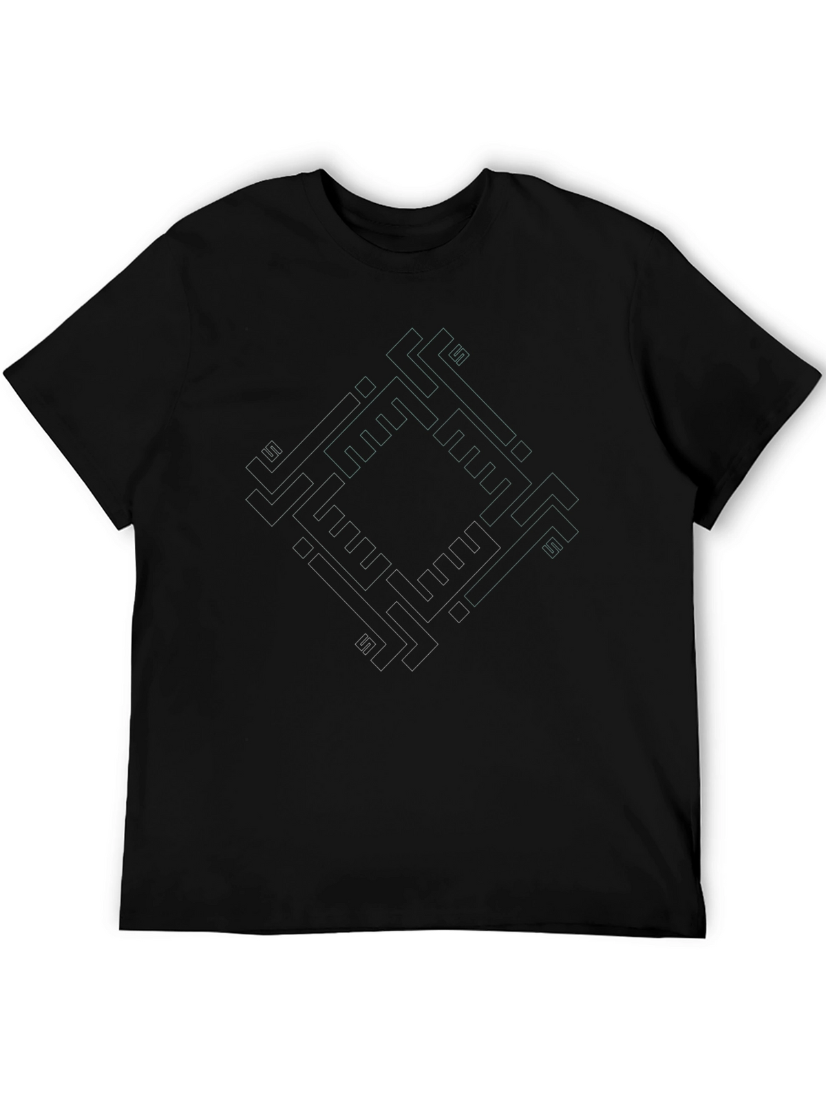 Geometric Diamond Pattern Black T-Shirt